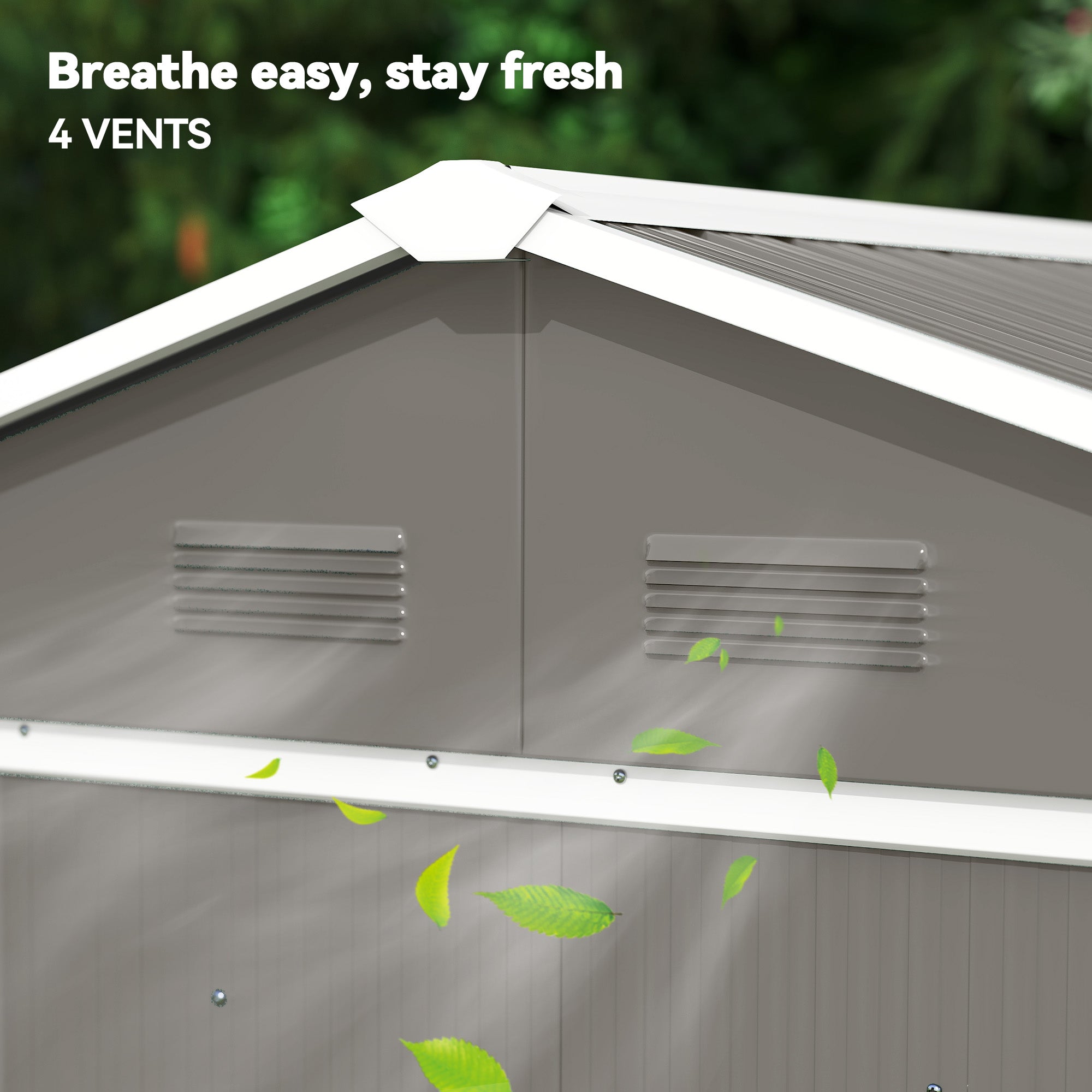Outsunny 6.5ft x 3.5ft Metal Garden Storage Shed for Outdoor Tool Storage with Double Sliding Doors and 4 Vents, Grey - North Peak Garden Furniture