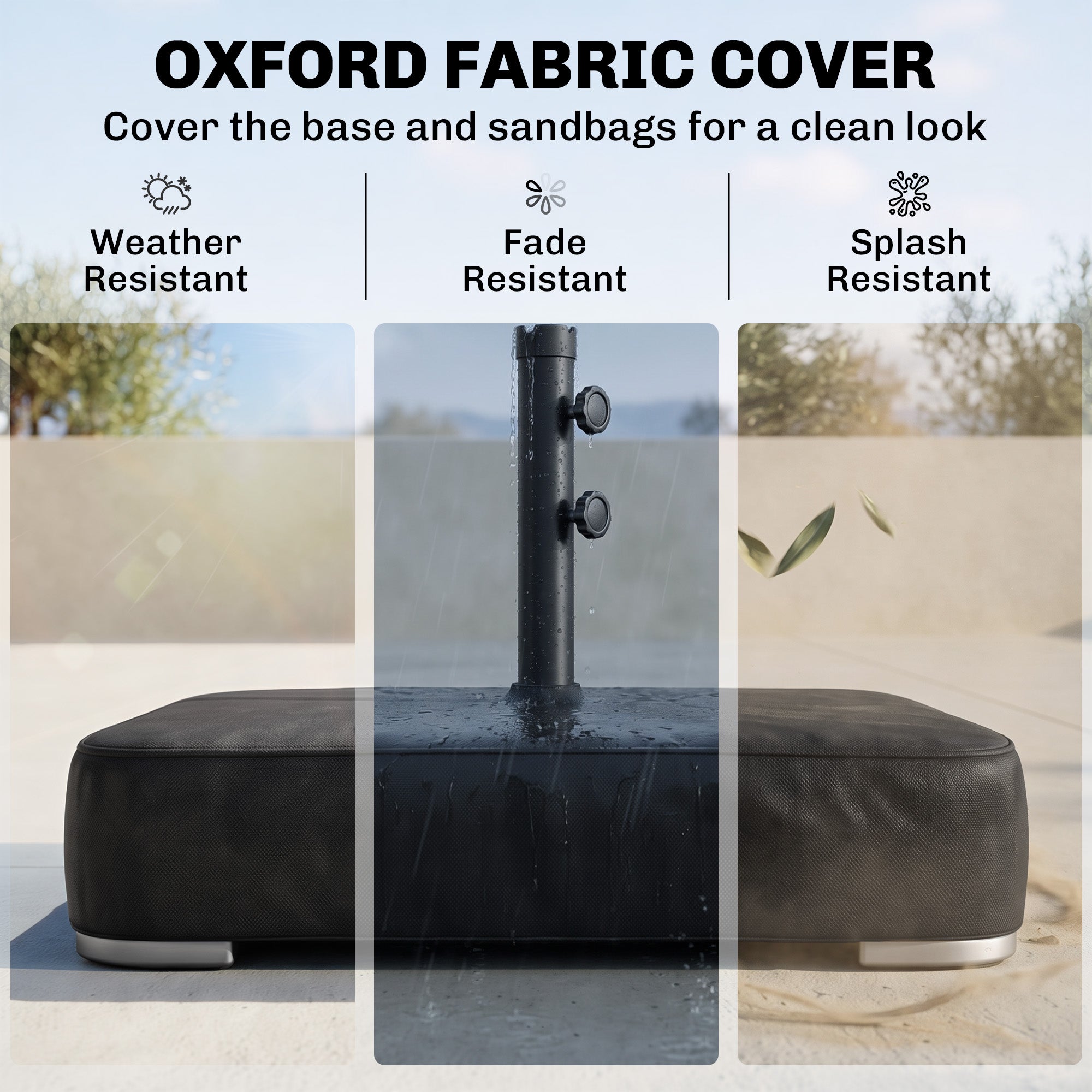 Outsunny Garden Parasol Base 80 kg Sand Filled Heavy Duty Stand for Cantilever Umbrellas and 48 mm Poles Black