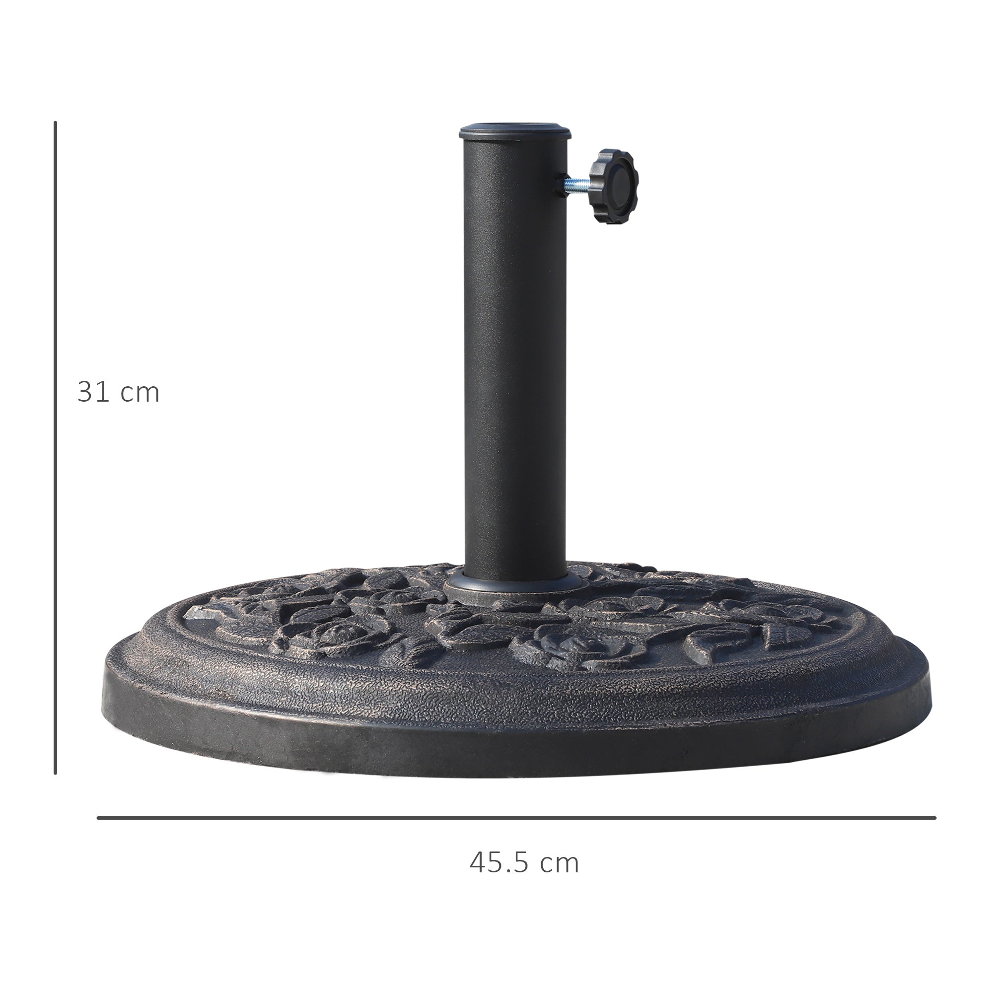 Outsunny 9kg Garden Parasol Base, Round Resin Sun Umbrella Base, Outdoor Umbrella Stand for 38mm or 48mm Outdoor Umbrella Poles, Bronze Tone - North Peak Garden Furniture