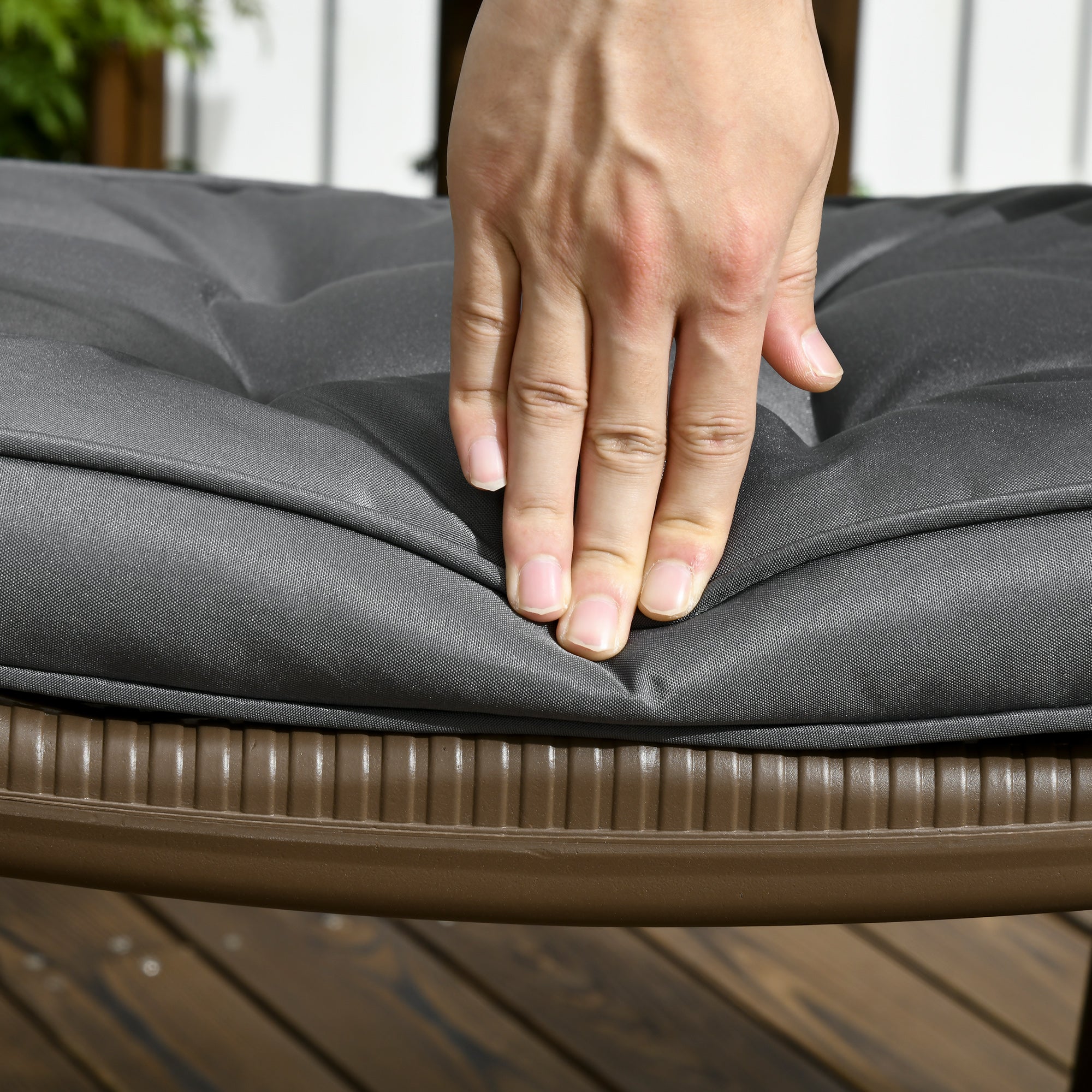 Outsunny Set of 4 Garden Seat Cushion with Ties, 42 x 42cm Replacement Dining Chair Seat Pad, Grey - North Peak Garden Furniture