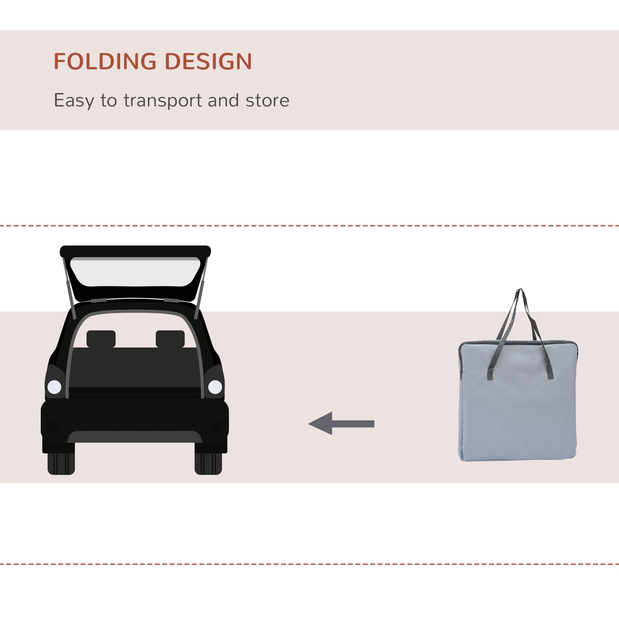 PawHut Pet Carrier Folding Bag Car Seat Cat Dog Puppy Kennel Portable Travel Cage Tote Case Mesh Holder House Grey - North Peak Garden Furniture