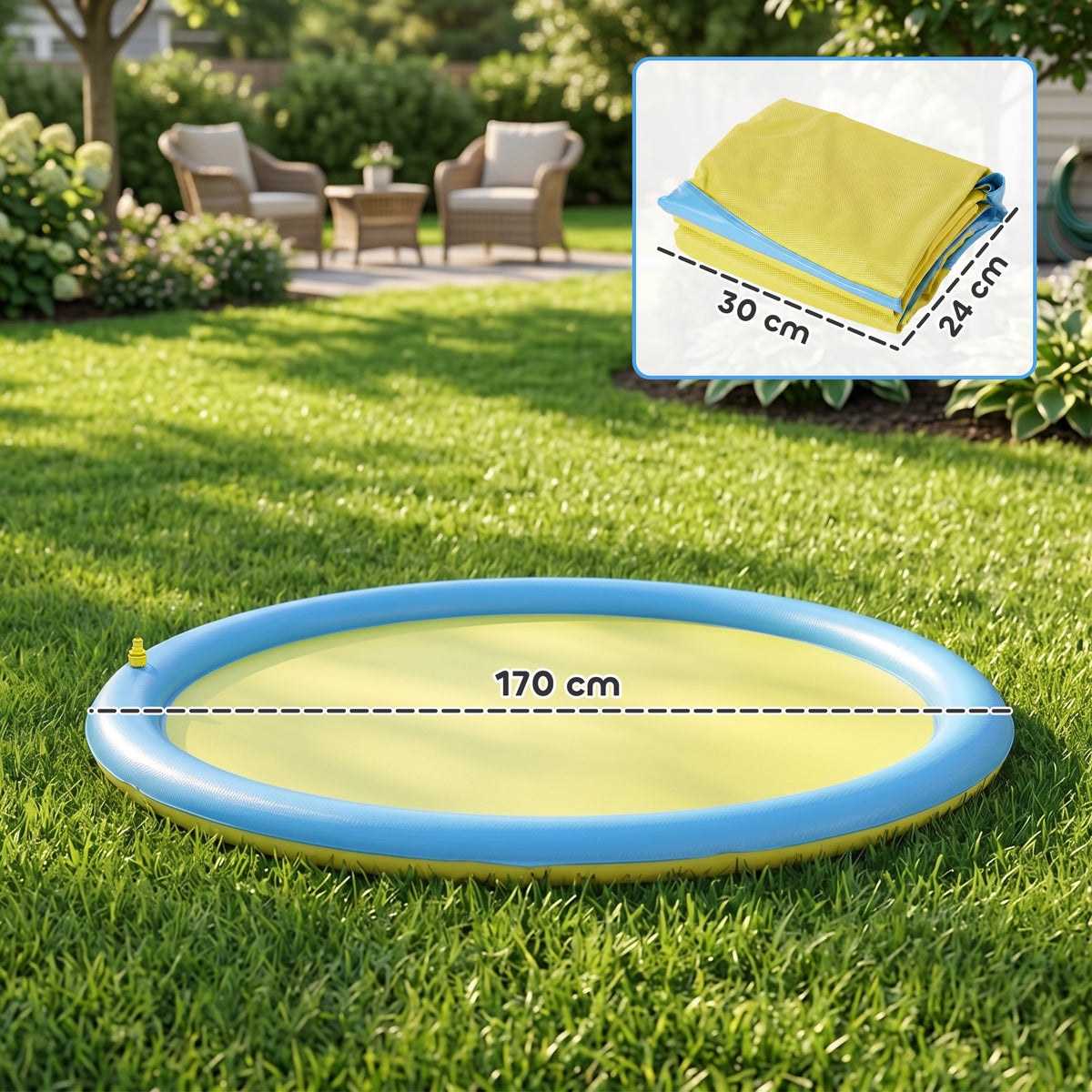 PawHut Dog Splash Pad  for Garden, Patio, Summer Fun, 170 cm