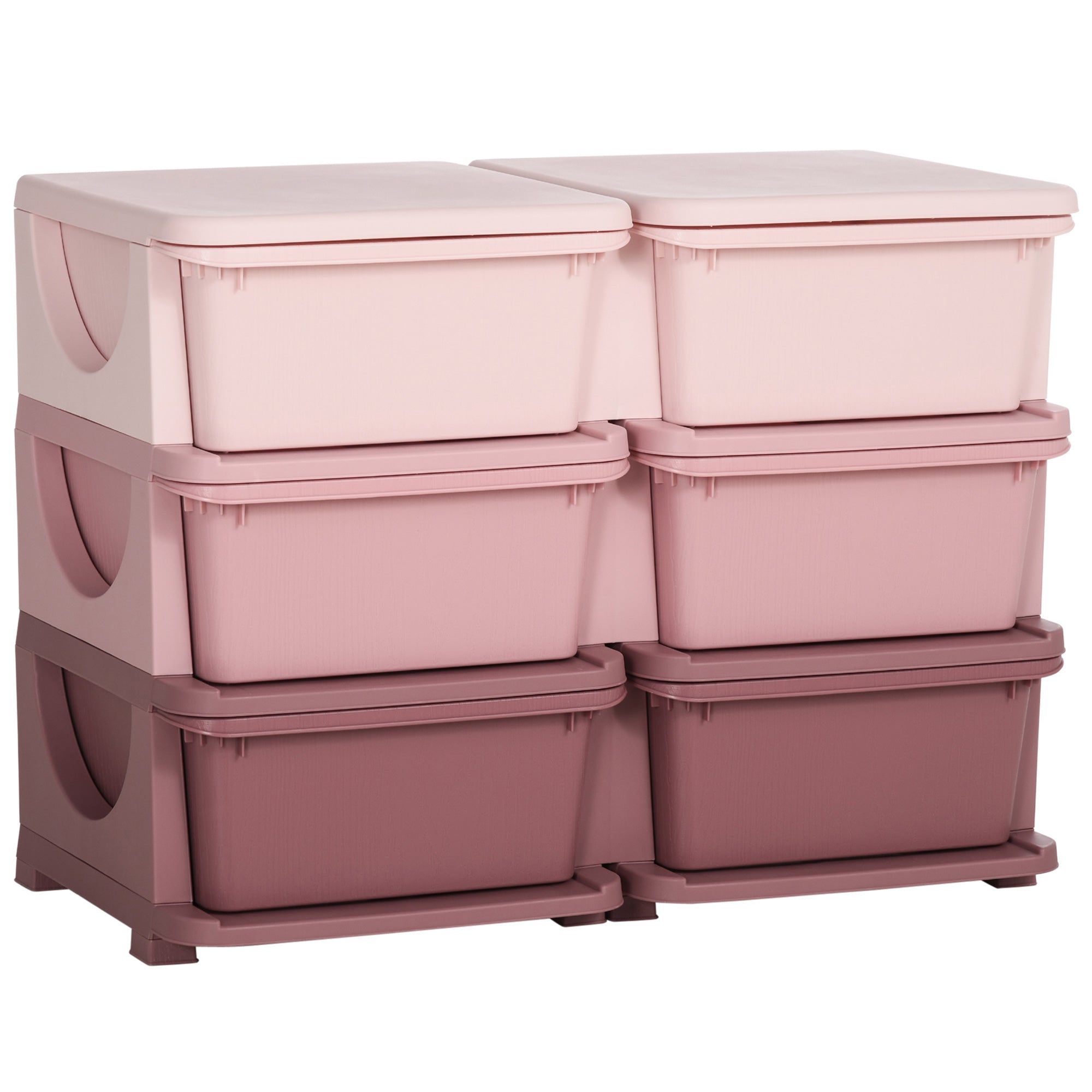 HOMCOM Kids Storage Unit, with Six Drawers - Pink