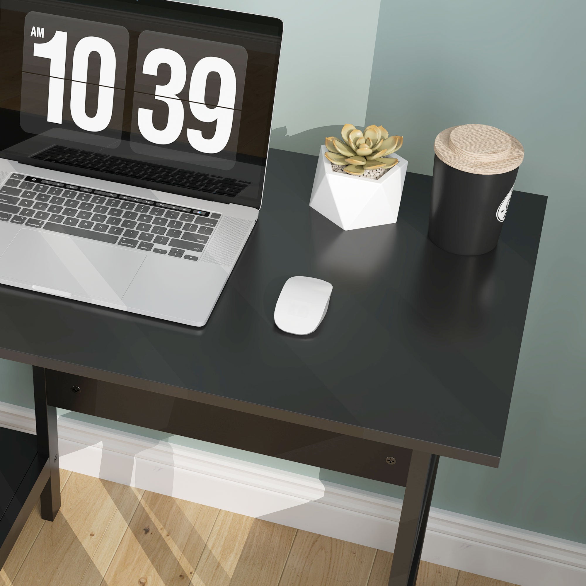 HOMCOM Compact Computer Desk with Storage Shelves, Study Table with Bookshelf, PC Table Workstation for Home Office, Study, Easy Assembly, 106 x 51cm, Black - North Peak Garden Furniture