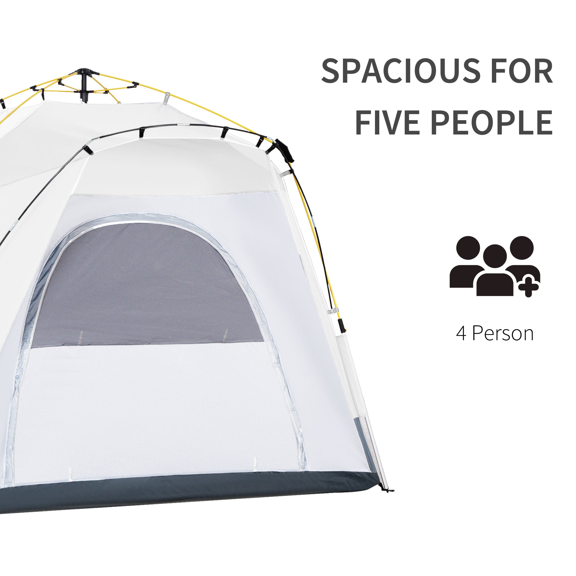 Outsunny 4 Person Automatic Camping Tent, Outdoor Pop Up Tent, Portable Backpacking Dome Shelter, Light Grey - North Peak Garden Furniture