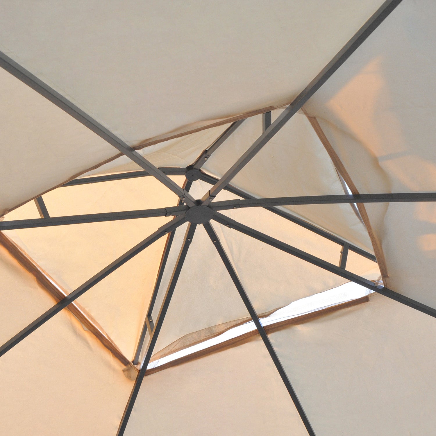 Outsunny 3(M)x3(M) Garden Gazebo Double Top Outdoor Canopy Patio Event Party Wedding Tent Backyard Sun Shade with Netting - Cream White - North Peak Garden Furniture