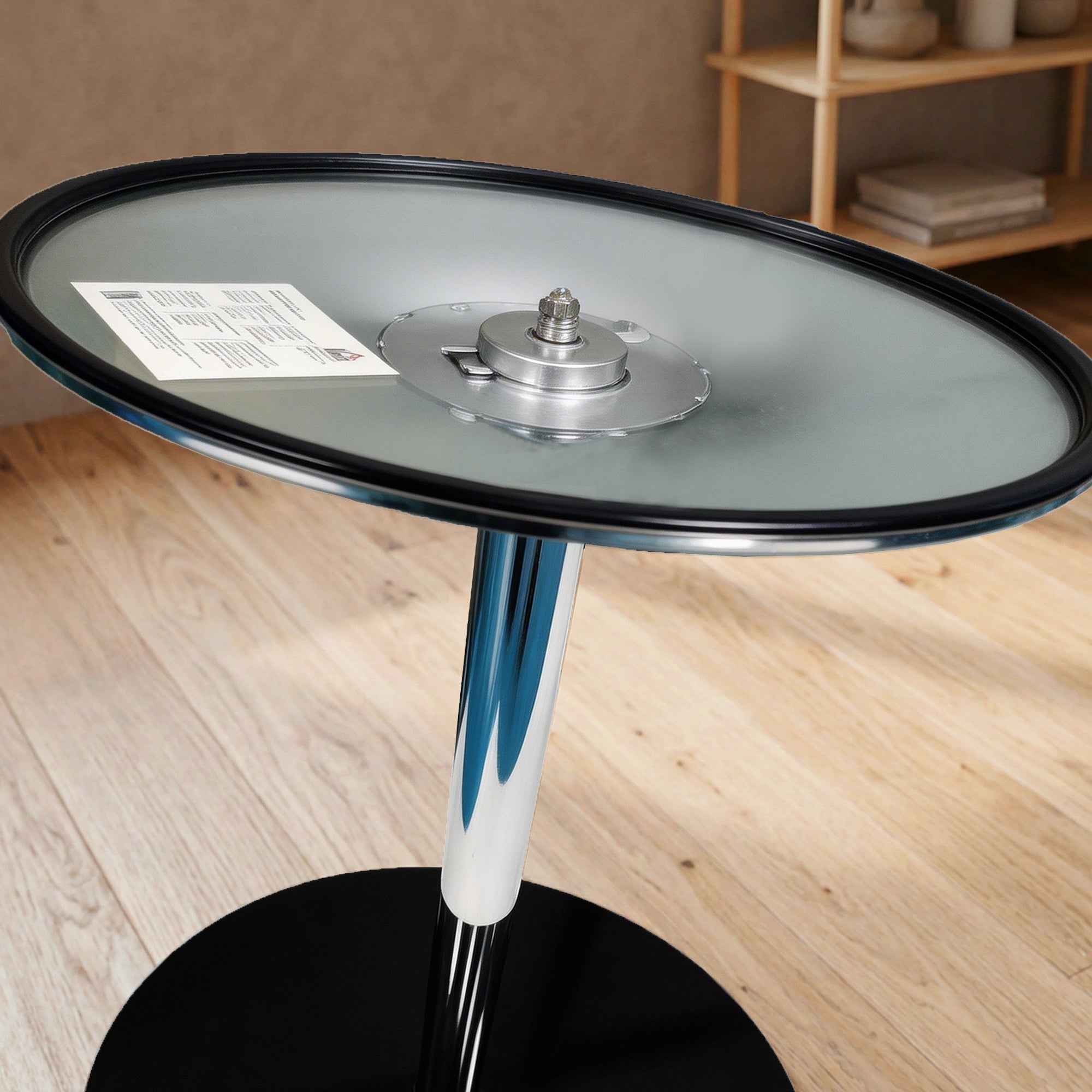 HOMCOM Round Bar Table, Modern Dining Table with Tempered Glass Top and Steel Frame for 4, 70 x 70 x 75.5cm, Black