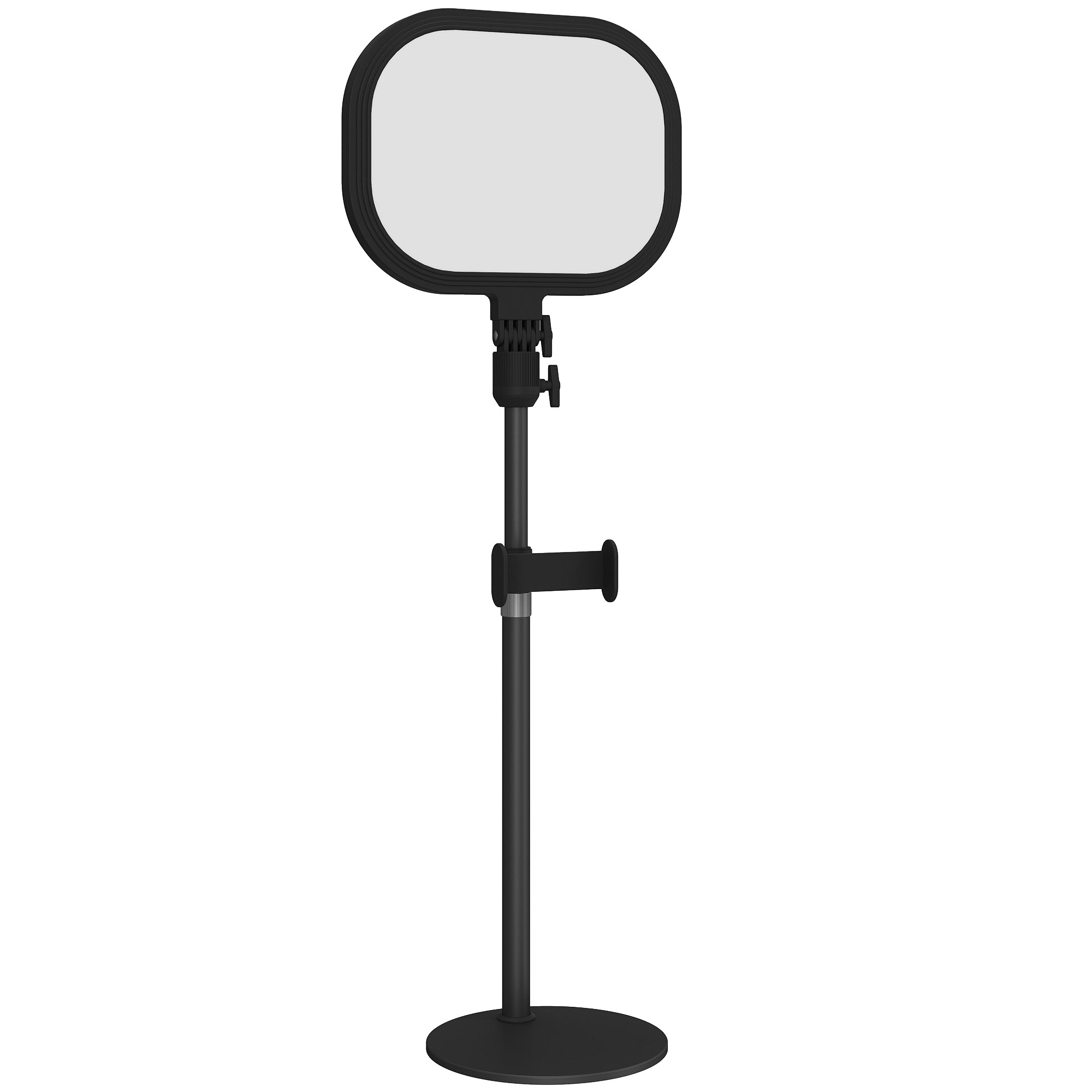 HOMCOM Selfie Light for Video Conference Lighting, Dimmable Desk Lamp with Stand Phone Holder, 5 Colour Modes & 10 Brightness Levels, Memory Function for Home Office, Recording, Video Calls, Black - North Peak Garden Furniture