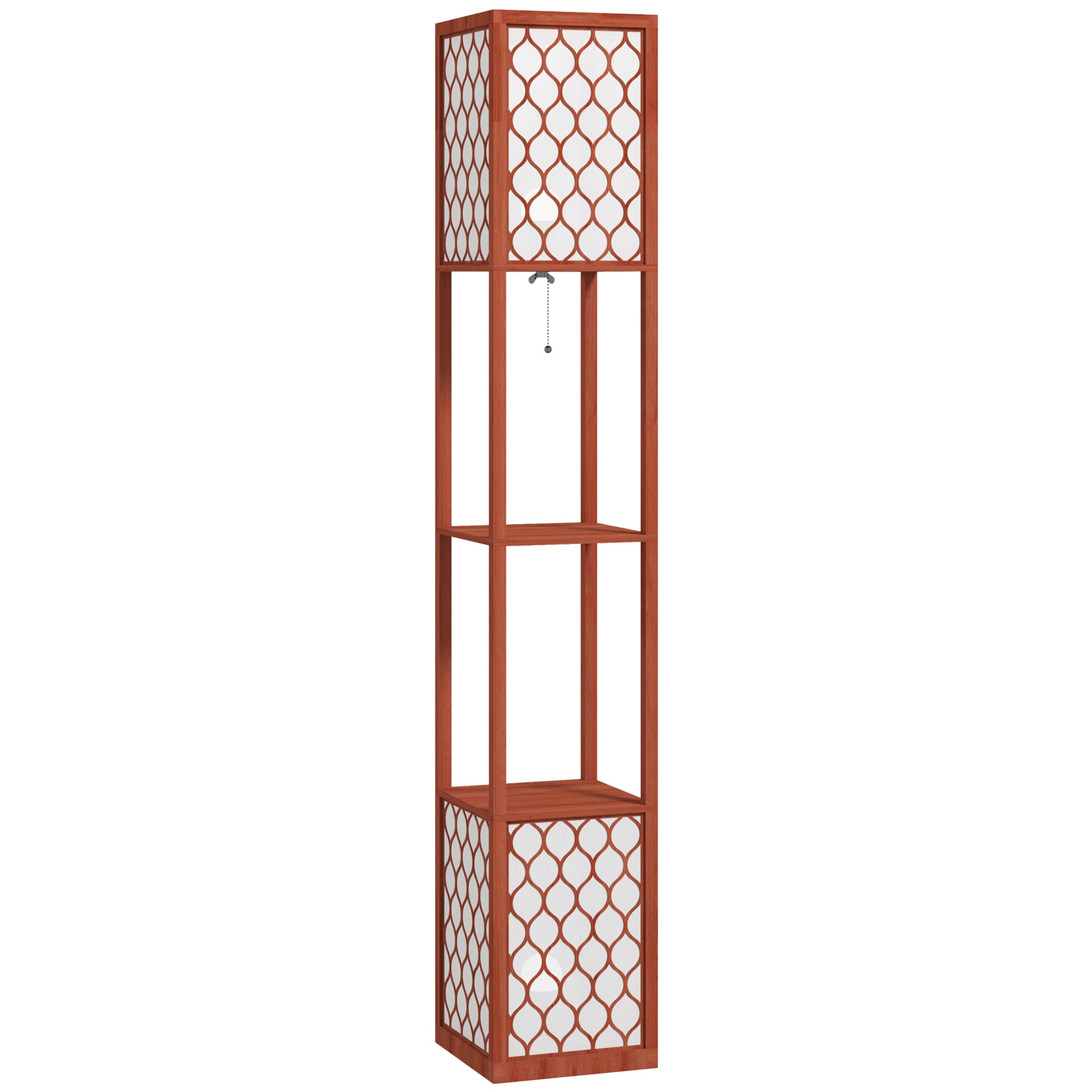 HOMCOM Duo Light Floor Shelves - Brown - North Peak Garden Furniture