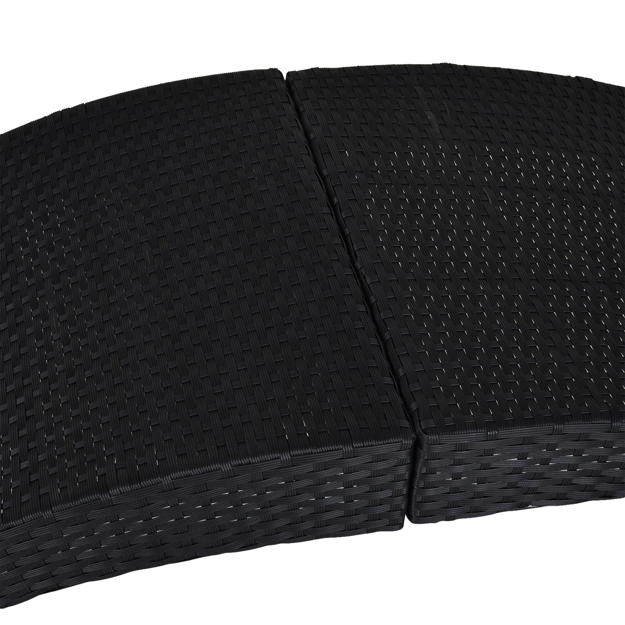 Outsunny Outdoor Foldable PE Rattan Sun Lounger with Soft Padded Cushion, Ergonomic Curved Design Sun Bed for Balcony, Garden, Black - North Peak Garden Furniture