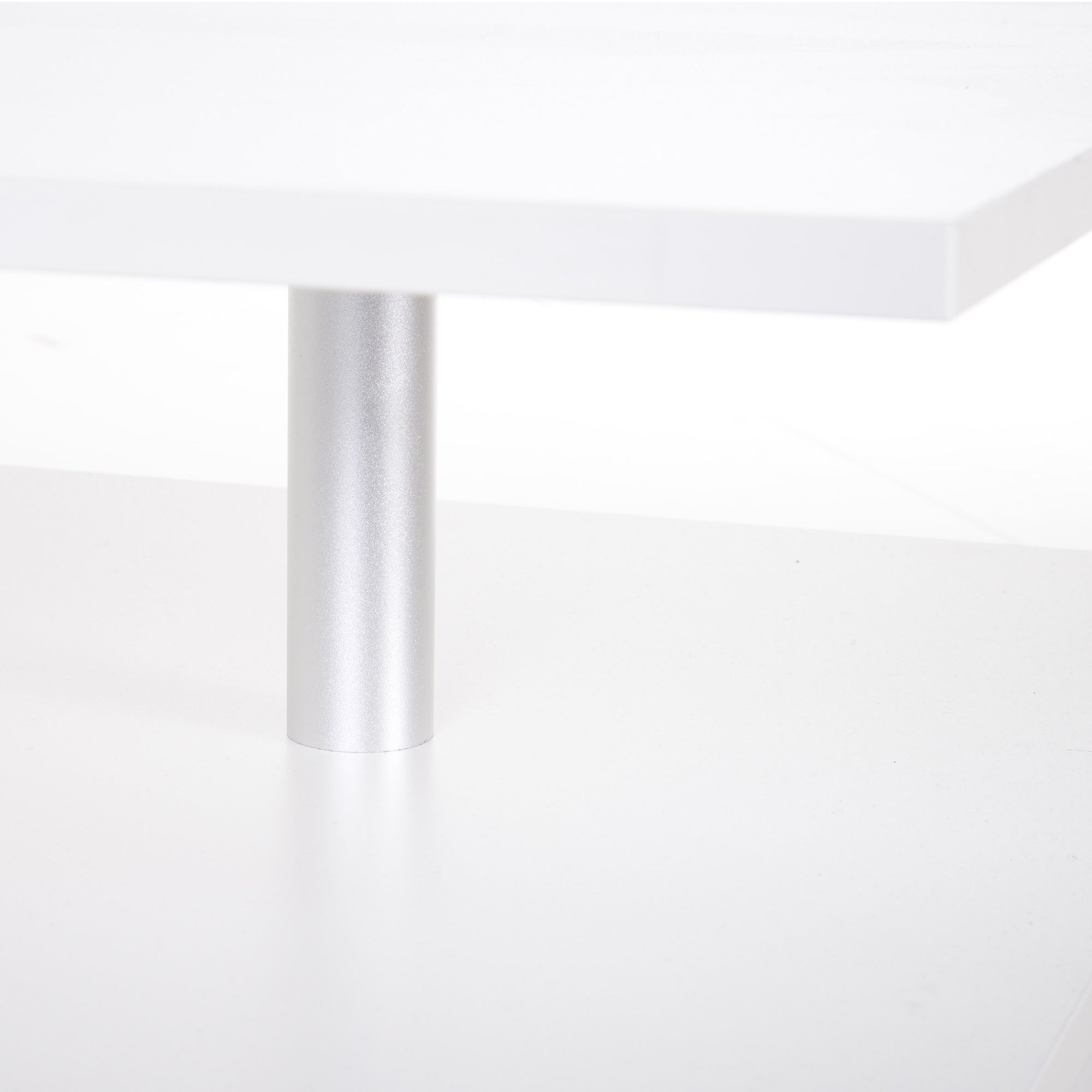 HOMCOM Coffee Table with Storage, 2-Tier Centre Table, Modern Living Room Table with Open Shelf and Aluminium Poles, White - North Peak Garden Furniture