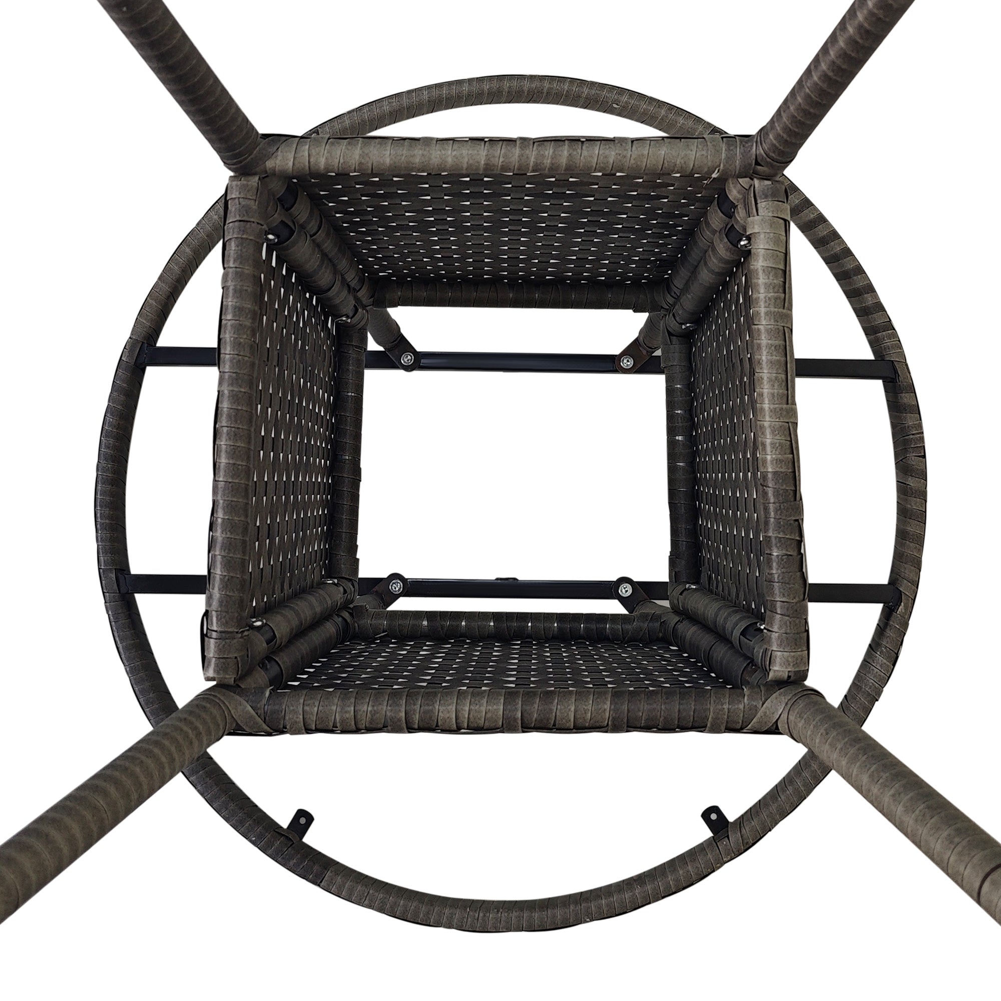Outsunny 70cm Four-Person Wood-Effect Rattan Table - Grey - North Peak Garden Furniture