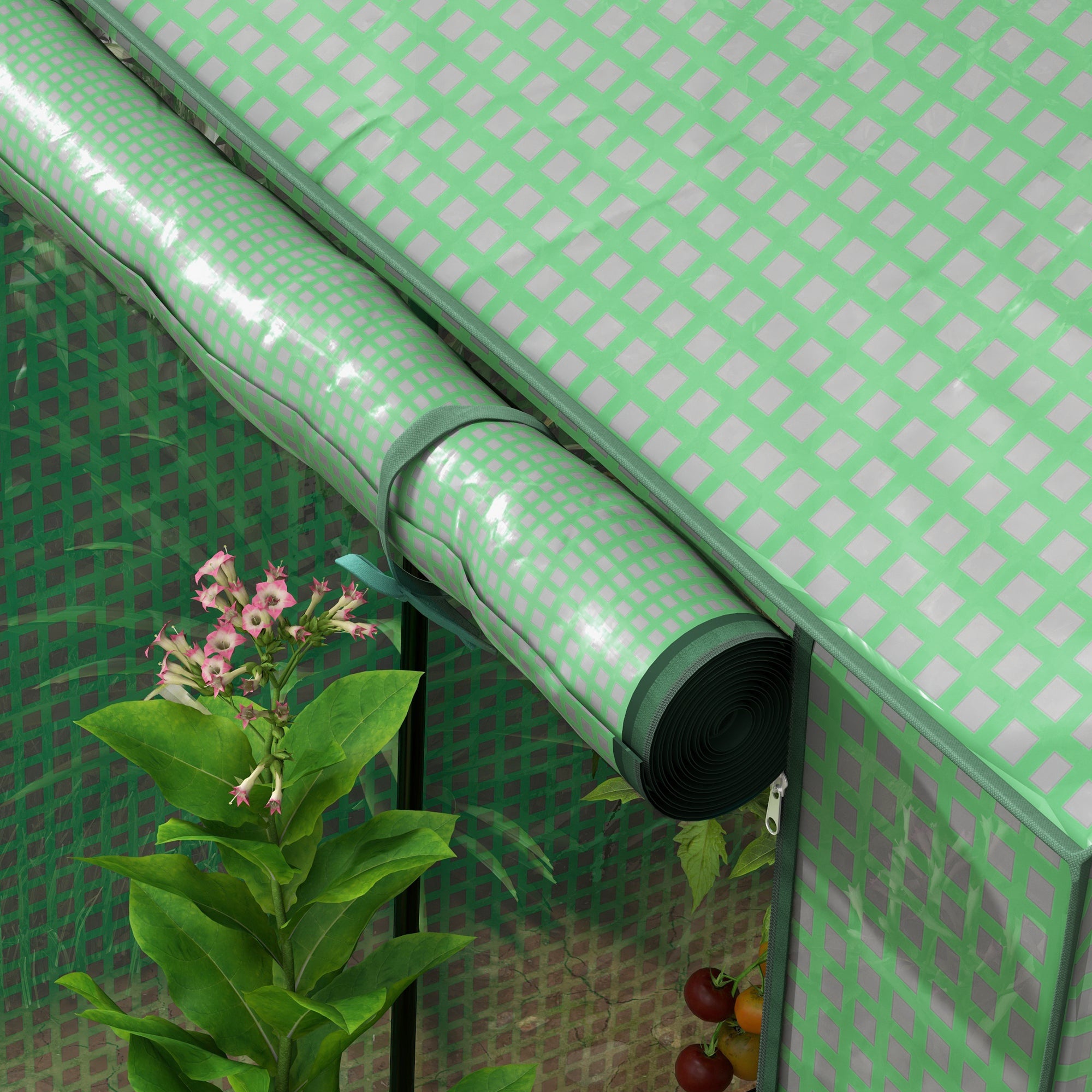 Outsunny 2-Room Green House, Mini Greenhouse with 2 Roll-up Doors, Vent Holes and Reinforced Cover, 100 x 80 x 150cm - North Peak Garden Furniture