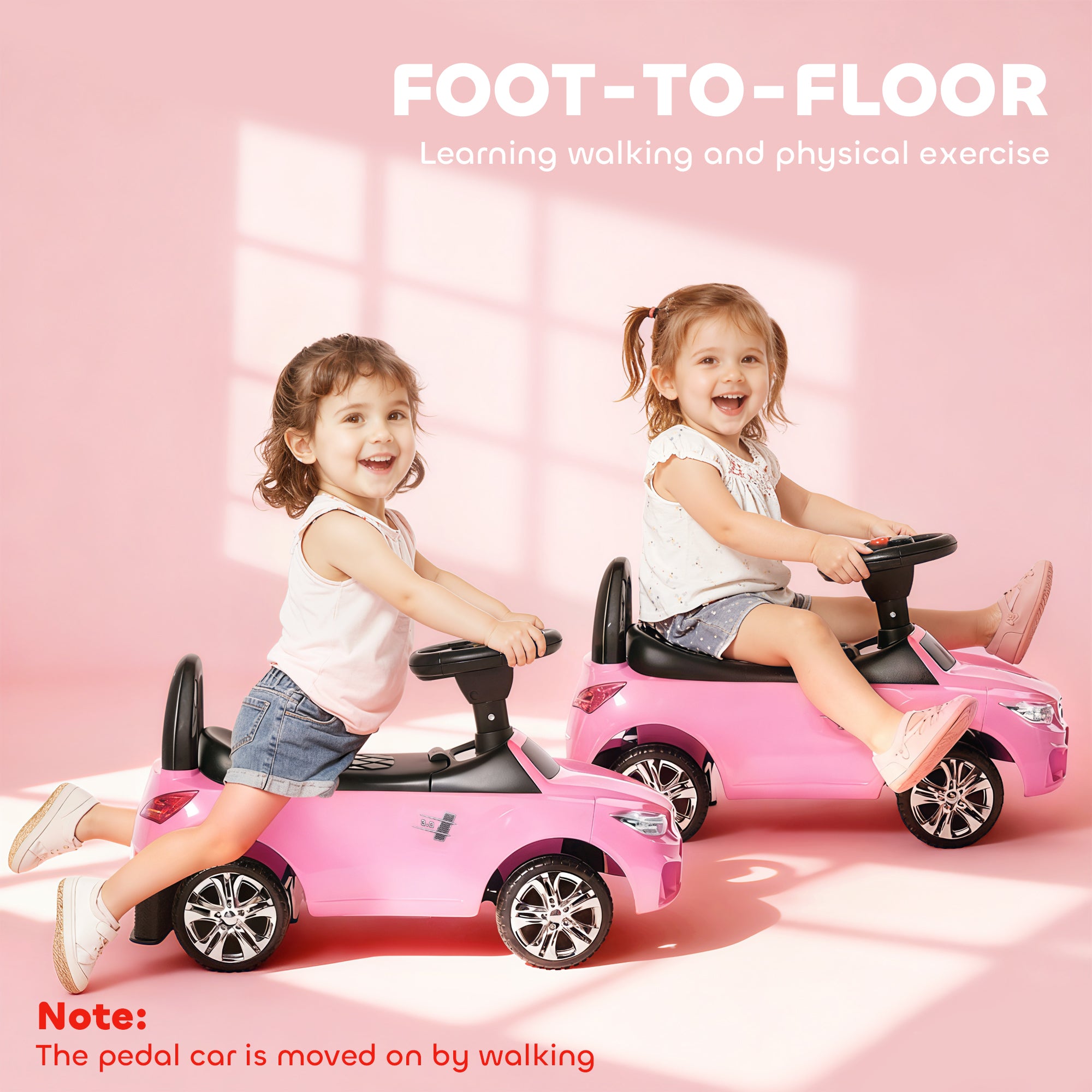 HOMCOM Ride on Car Baby Toddler Walker Foot to Floor Sliding Car Slider Pink