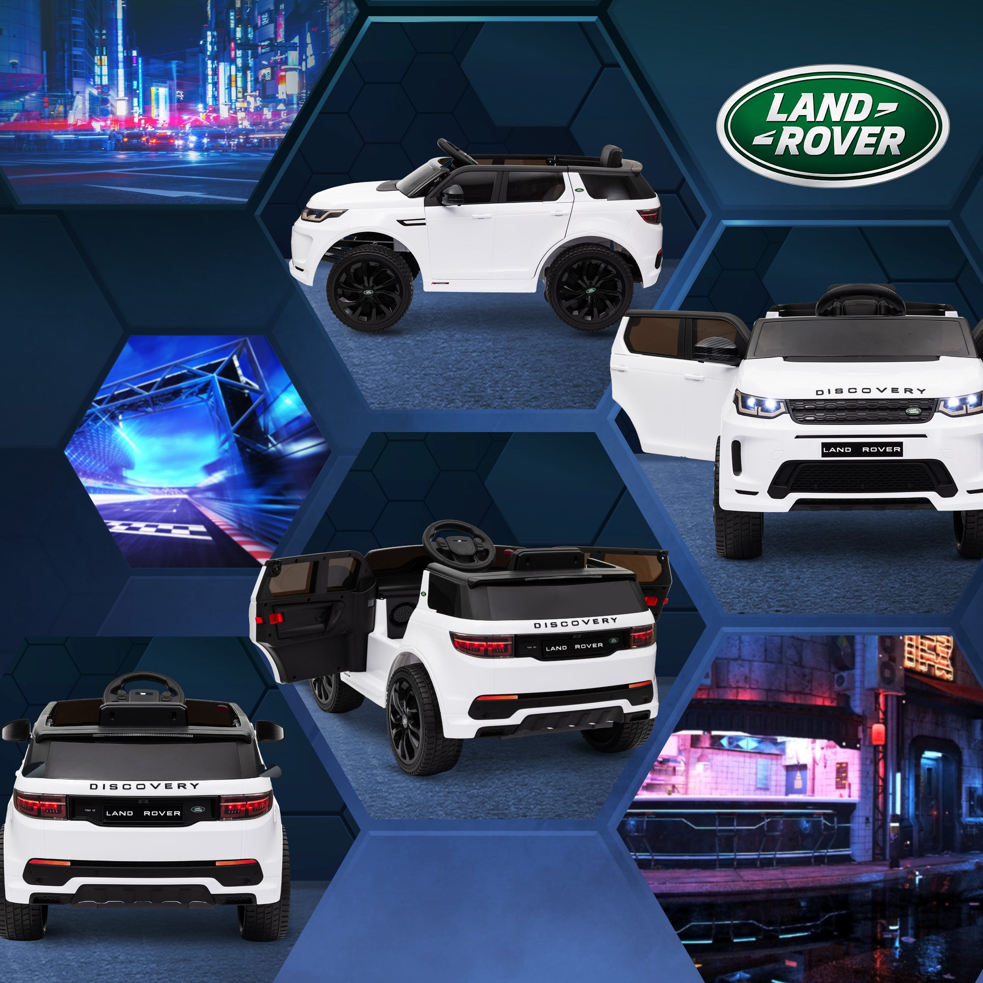 AIYAPLAY Land Rover Discovery Sport Licensed 12V Kids Ride on Car w/ Remote Control, Lights Music Horn, for 3-6 Years White - North Peak Garden Furniture