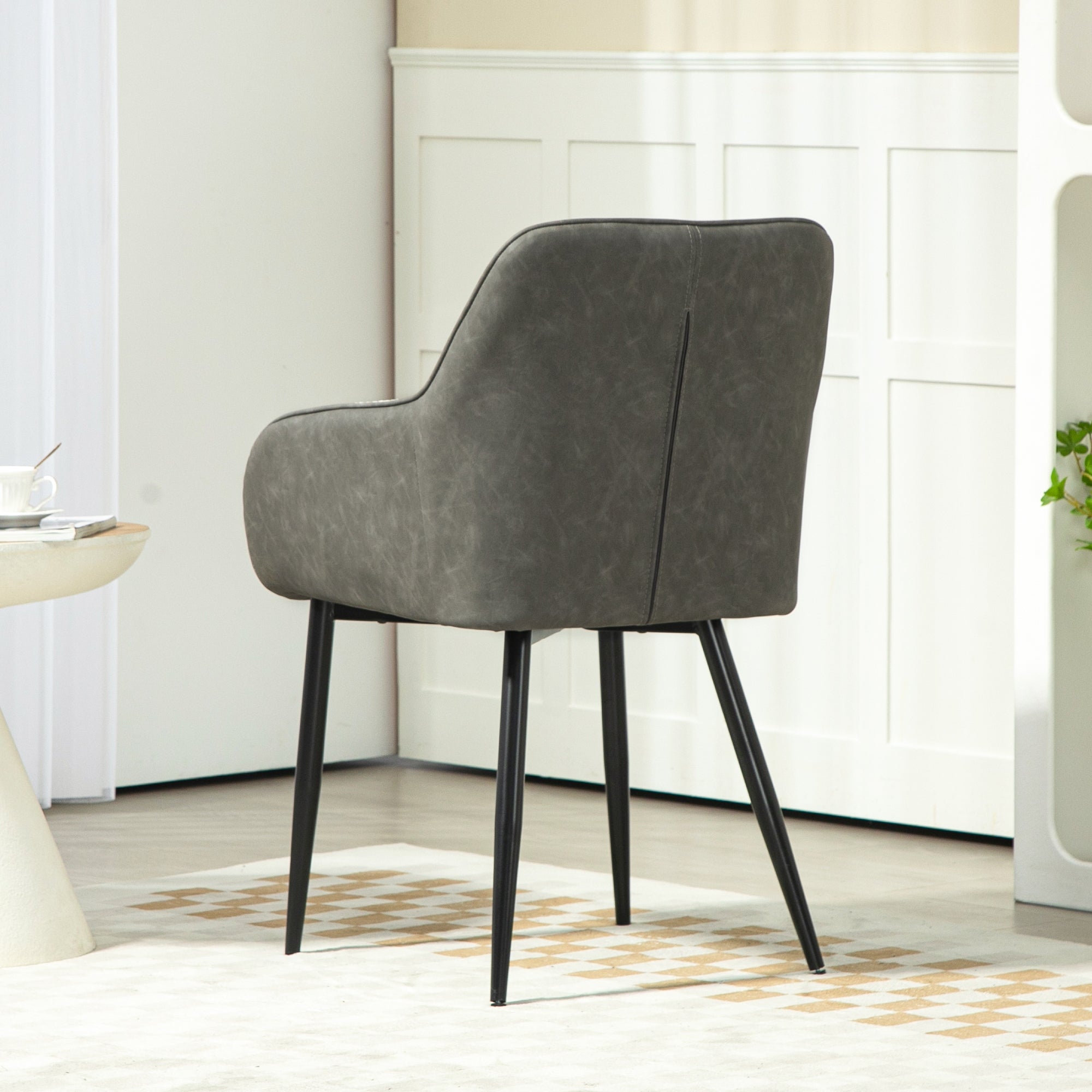 HOMCOM Accent Chair with Foot Pads, Upholstered Armchair with Chenille Fabric Front and PU Back, Occasional Chair for Living Room Bedroom, Cream White - North Peak Garden Furniture