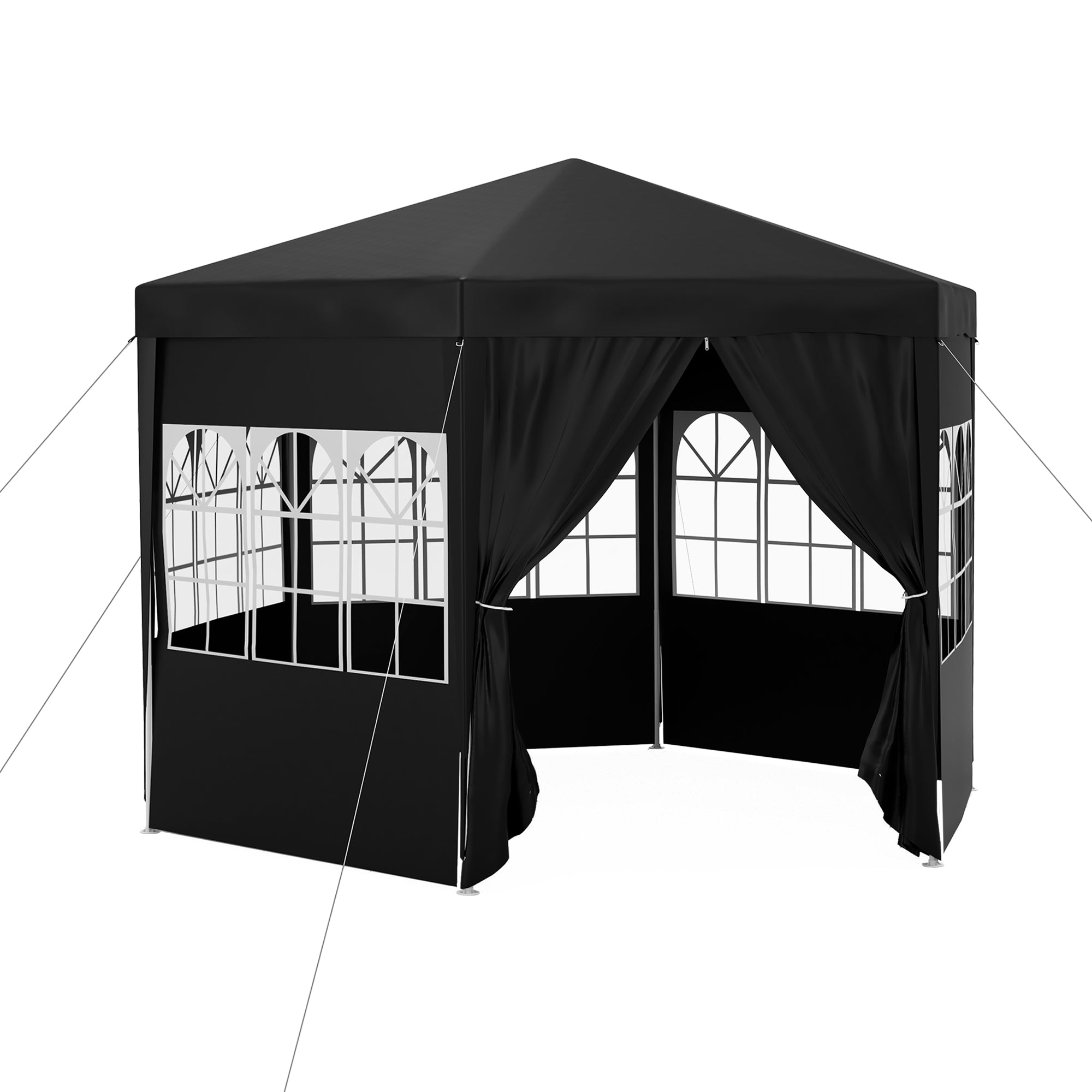 Outsunny 4 m Party Tent Wedding Gazebo Outdoor Waterproof PE Canopy Shade with 6 Removable Side Walls - North Peak Garden Furniture