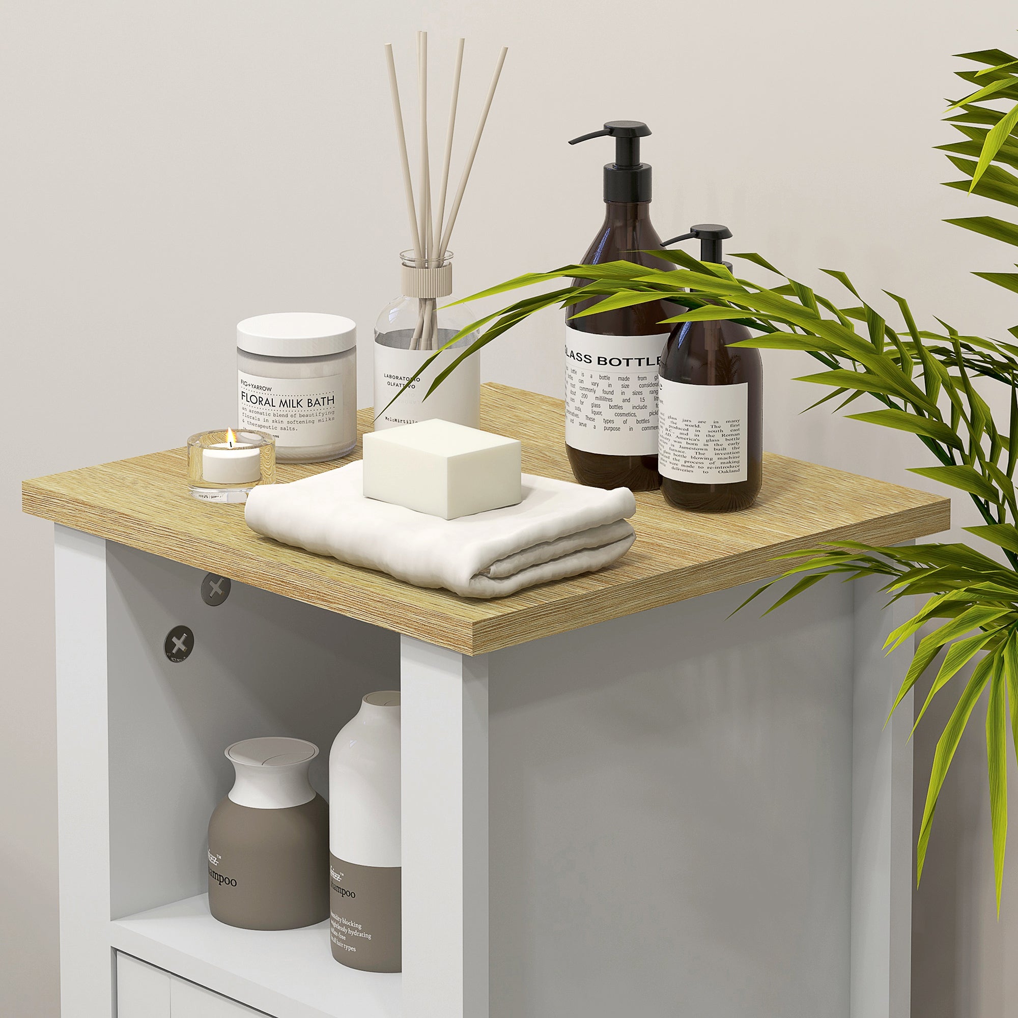 kleankin Slim Bathroom Storage Cabinet - White - North Peak Garden Furniture