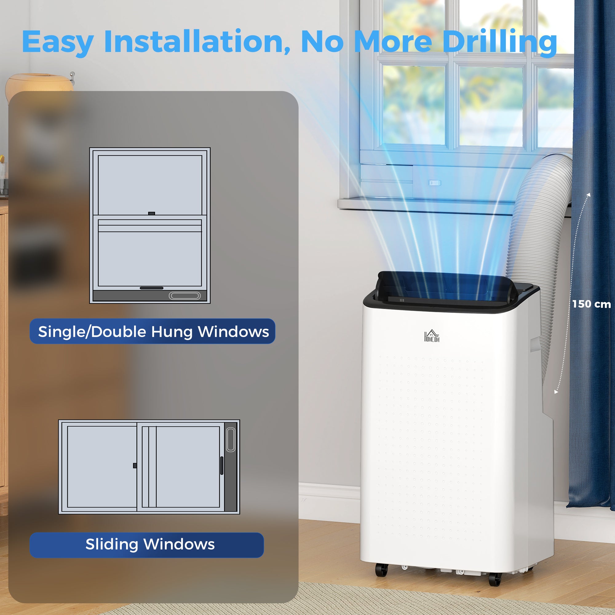 HOMCOM 12000 BTU App-Controlled Mobile Air Conditioner - White