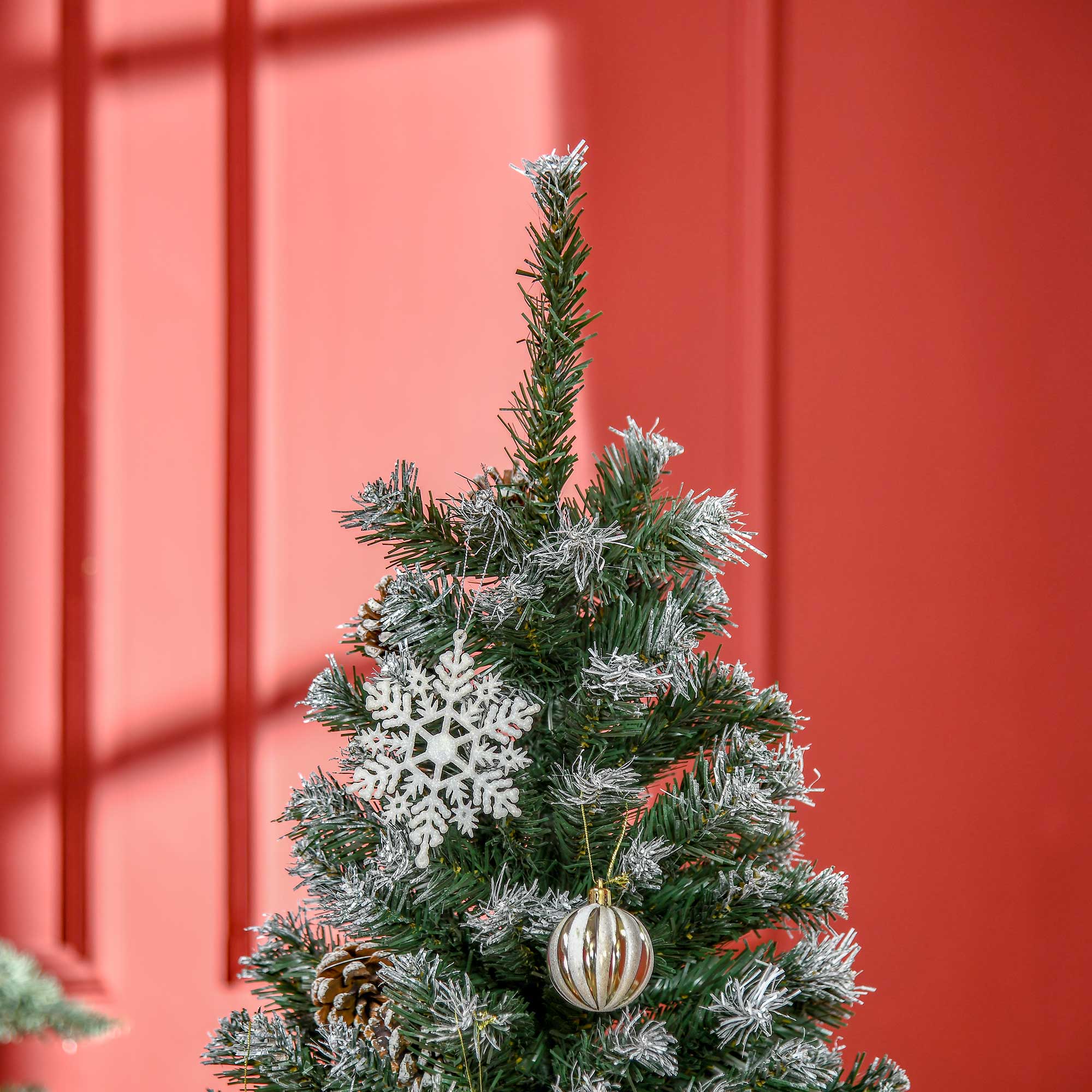 HOMCOM 5FT Artificial Christmas Tree with Pine Cones, Holiday Home Xmas Decoration Automatic Open, Green - North Peak Garden Furniture