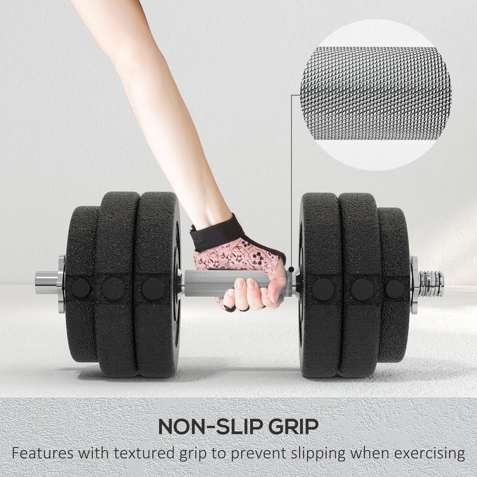HOMCOM 30KG Adjustable Dumbbells Set, Hand Weights Set for Home Gym Weight Lifting Training - North Peak Garden Furniture