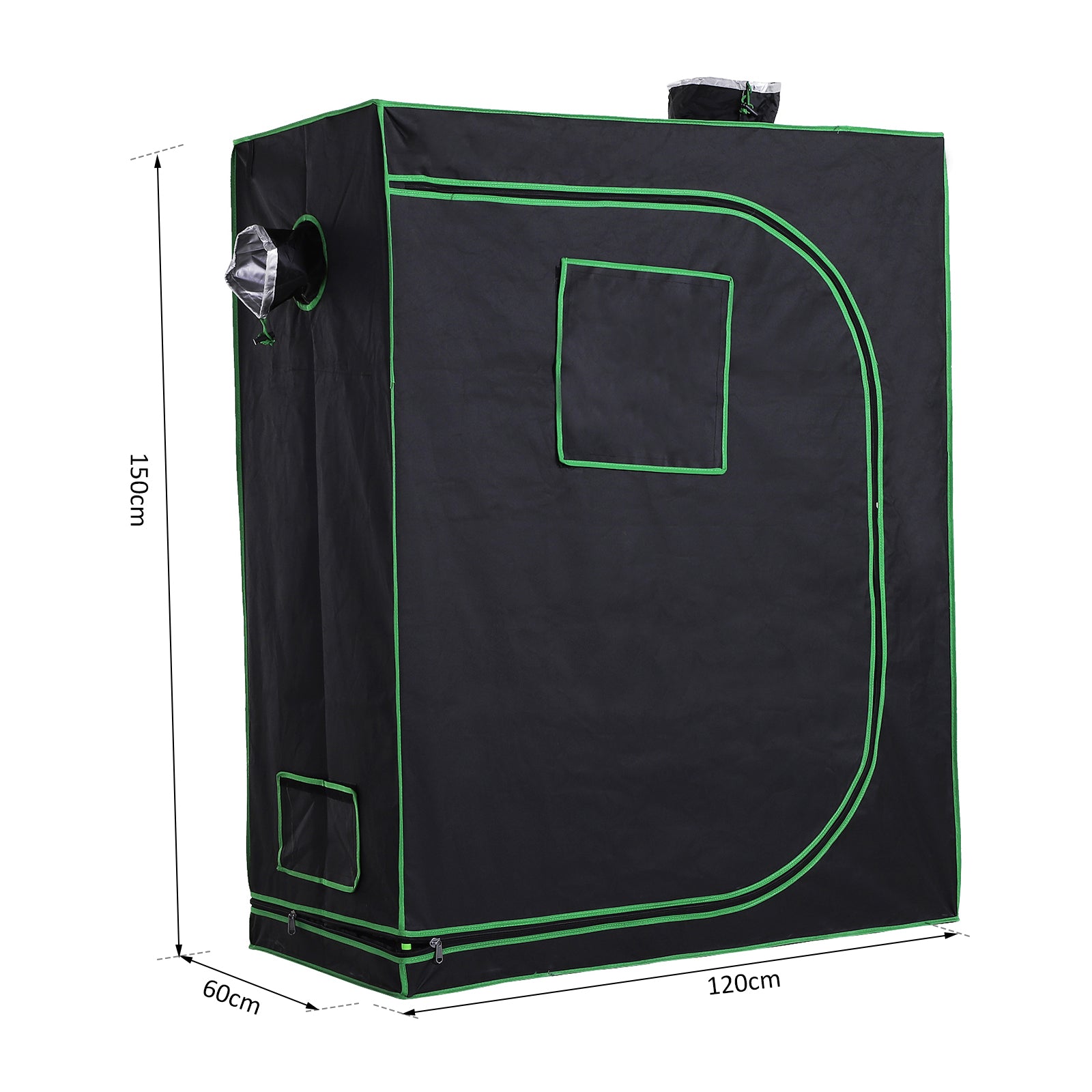 Outsunny Mylar Hydroponic Grow Tent with Adjustable Vents and Floor Tray for Indoor Plant Growing, 120 x 60 x 150cm - North Peak Garden Furniture