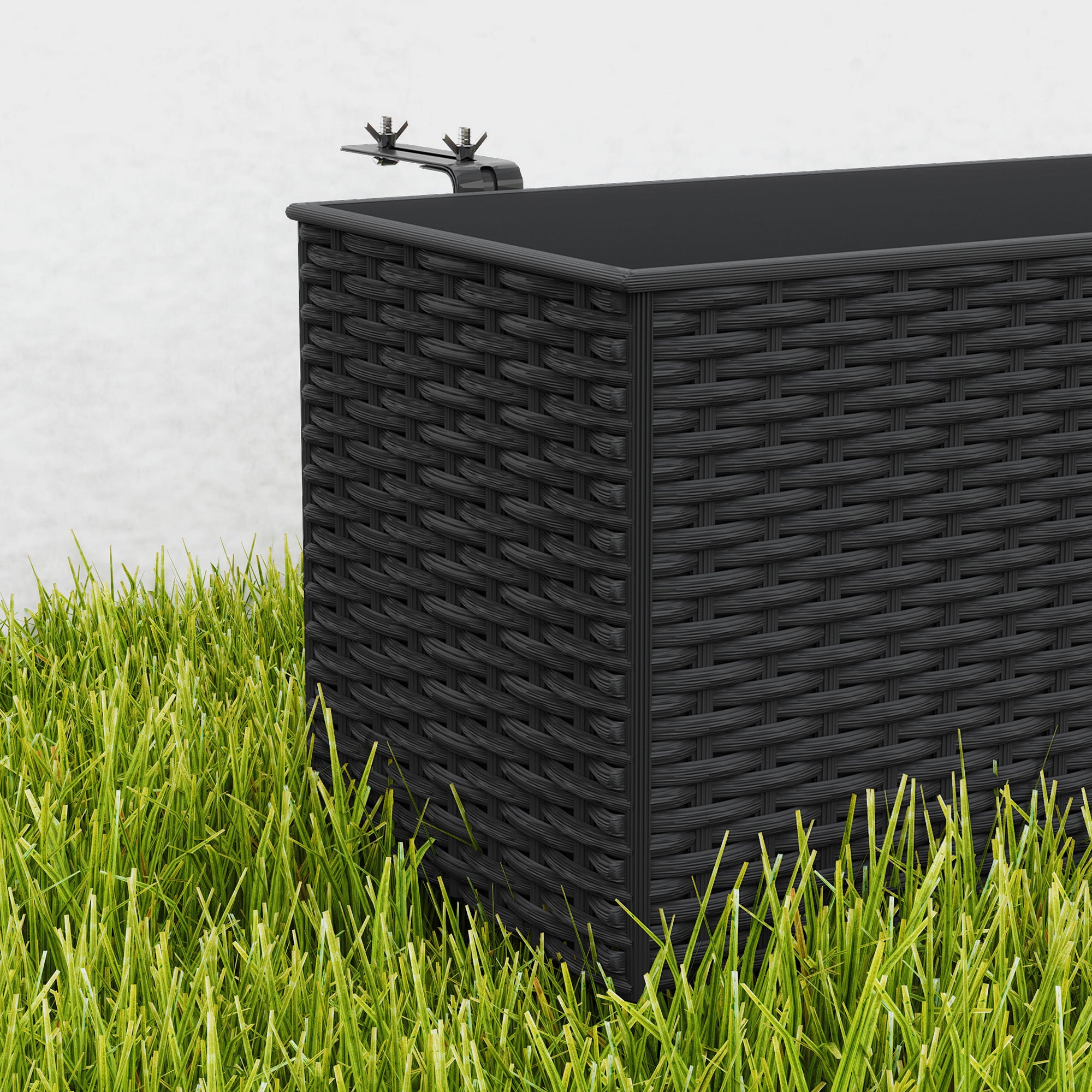 Outsunny Set of Two Rattan-Effect Planters - Black - North Peak Garden Furniture