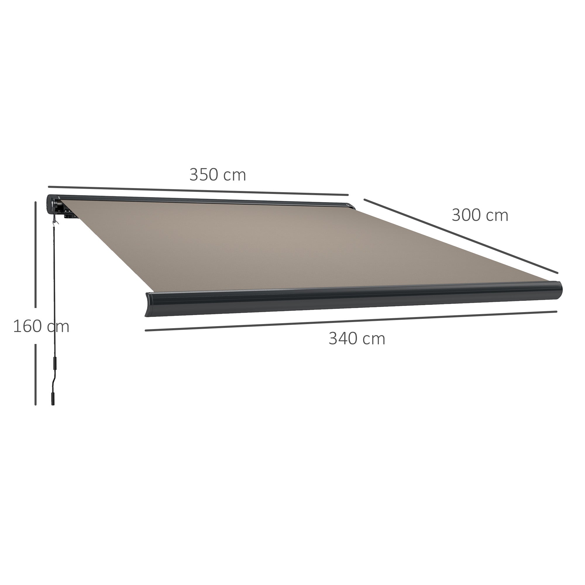 Outsunny 3.5 x 3 m Electric Awning with Remote Controller, Aluminium Frame DIY Retractable Awning, UV50+ Sun Shade Canopy for Garden Patio Deck Door Window, Light Grey - North Peak Garden Furniture