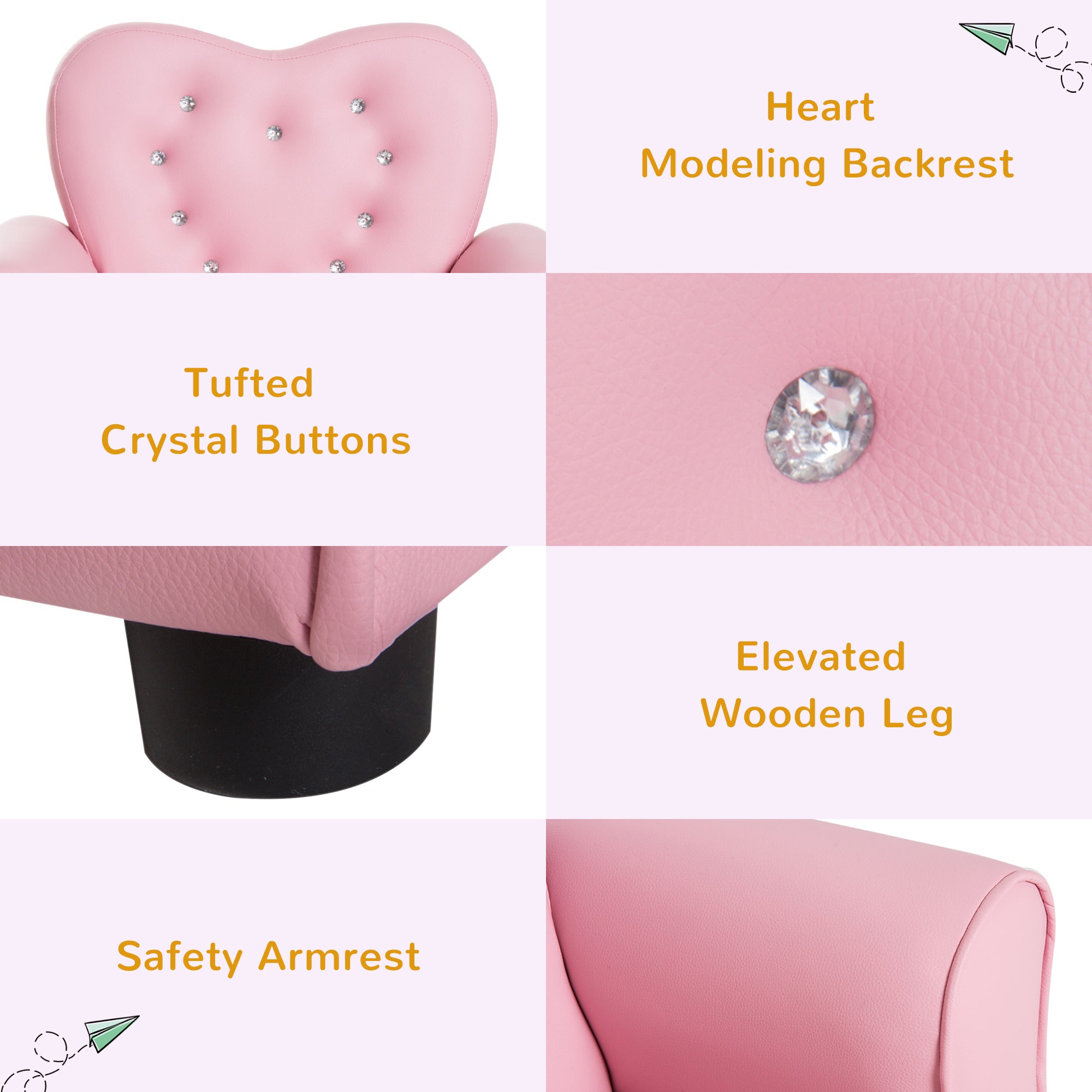 HOMCOM Kids Armchair Toddler Chair Seating Relax Playroom Seater Girl Princess Pink - North Peak Garden Furniture