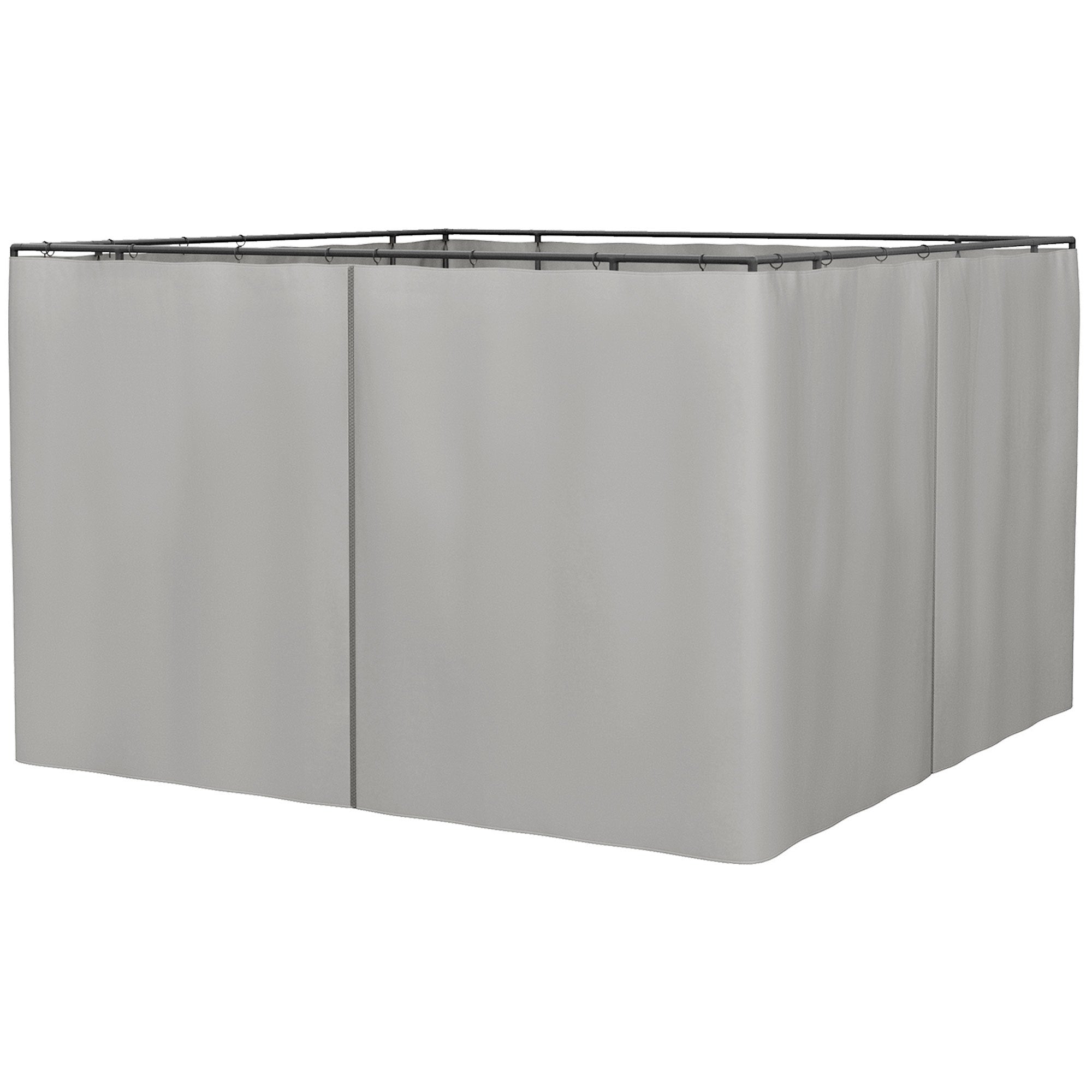 Outsunny Replacement Gazebo Curtains, 4-Panel Gazebo Side Panels Only, for 3 x 3 (M) Gazebos or Pergolas, Hooks/C-Rings Included, Light Grey - North Peak Garden Furniture