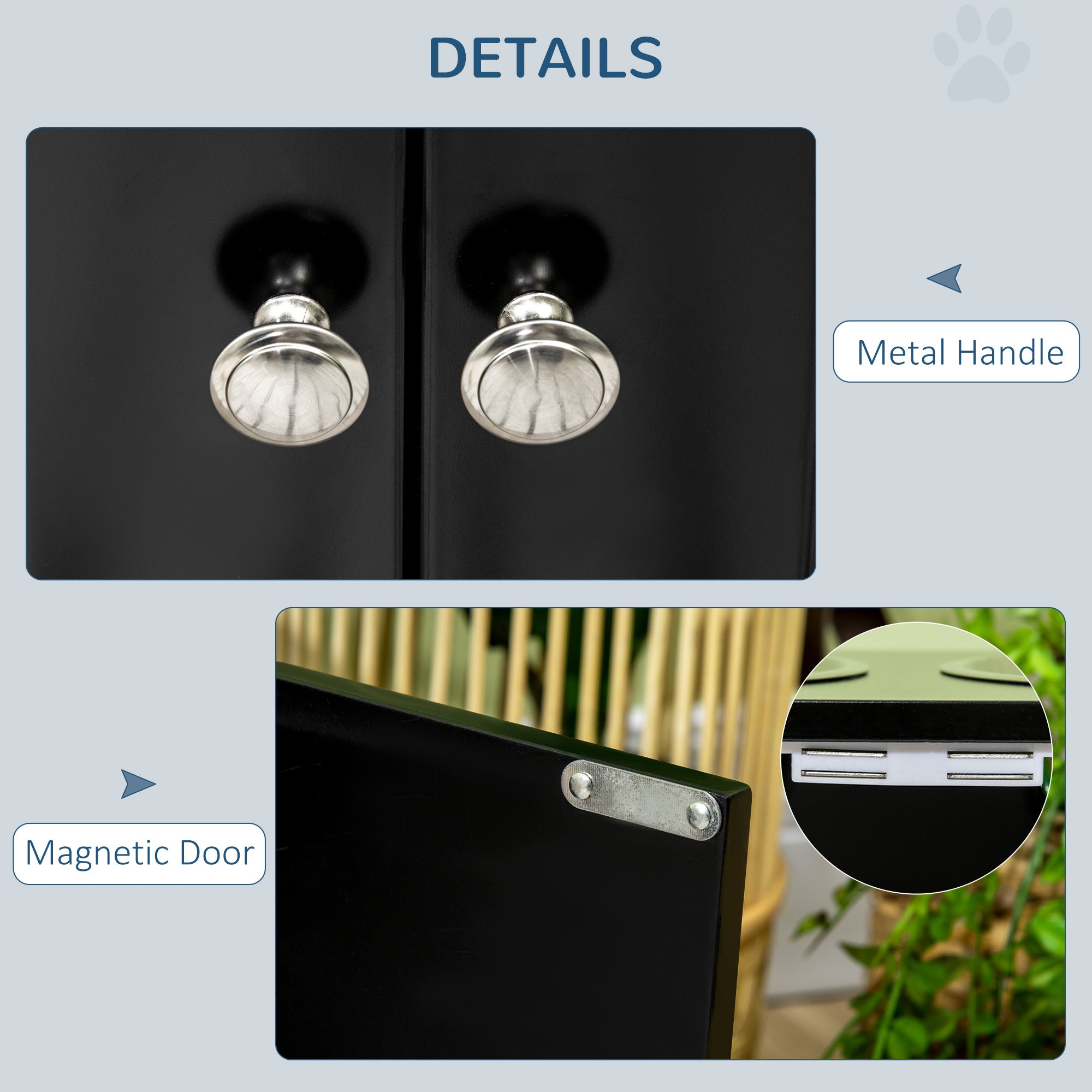 PawHut Raised Pet Feeder, with Two Bowls, Storage - Black - North Peak Garden Furniture
