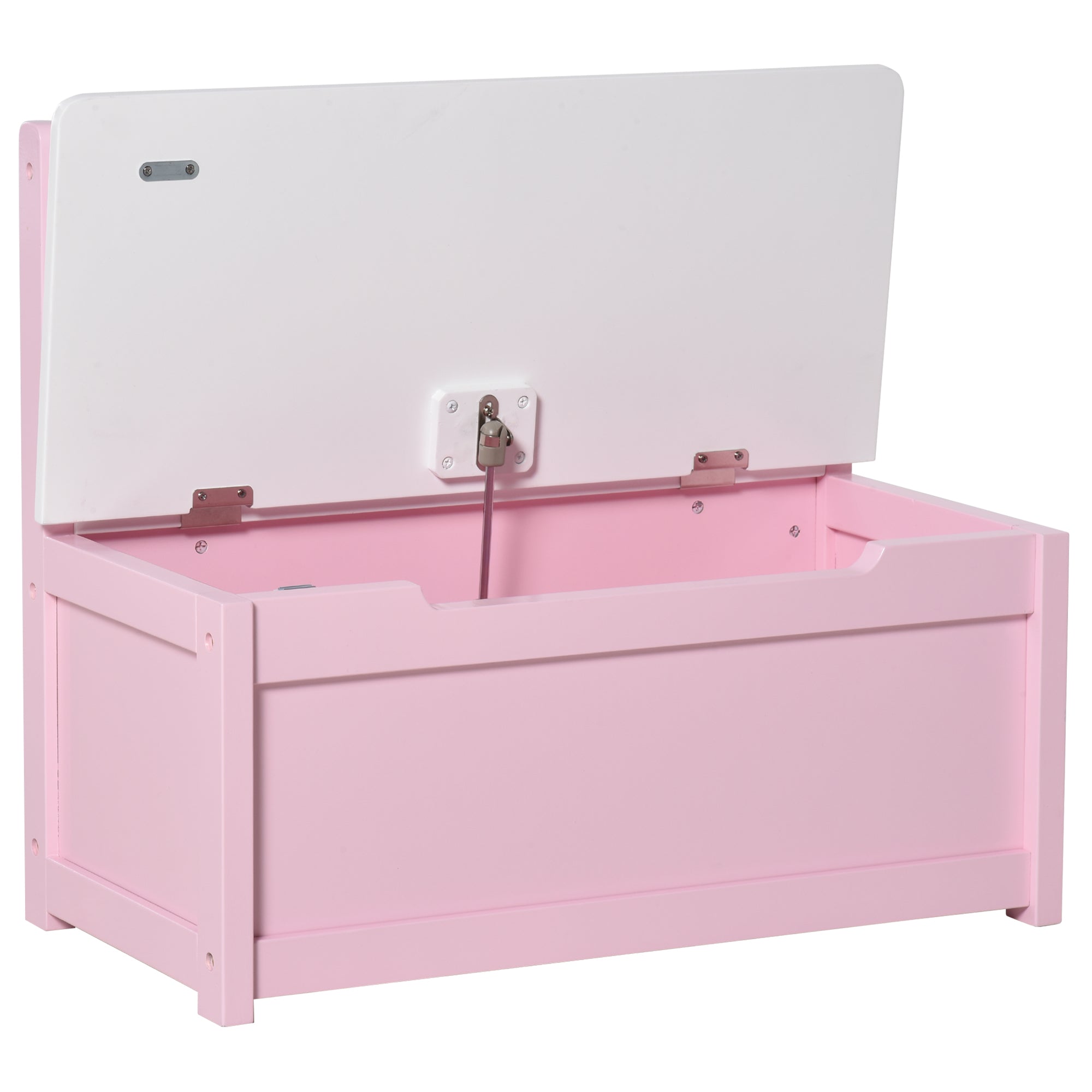 HOMCOM 2 In 1 Wooden Toy Box, Seat Storage Bench, Storage Chest Cabinet Organiser, with Safety Pneumatic Rod - North Peak Garden Furniture