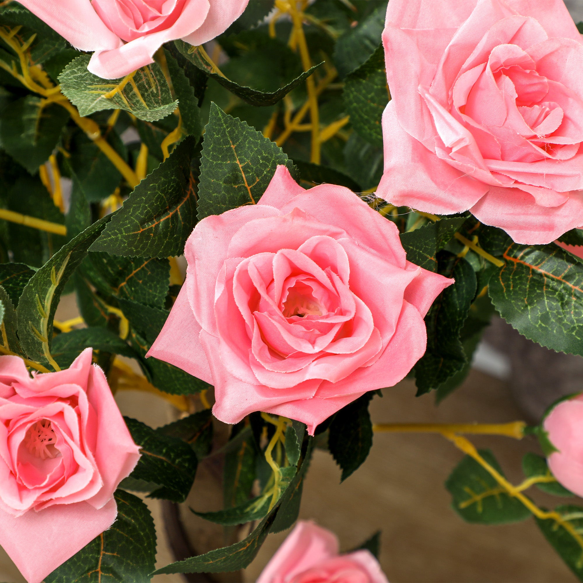 Outsunny Set of 2 Artificial Plants Pink Rose Floral in Pot, Fake Plants for Home Indoor Outdoor Decor, 90cm - North Peak Garden Furniture