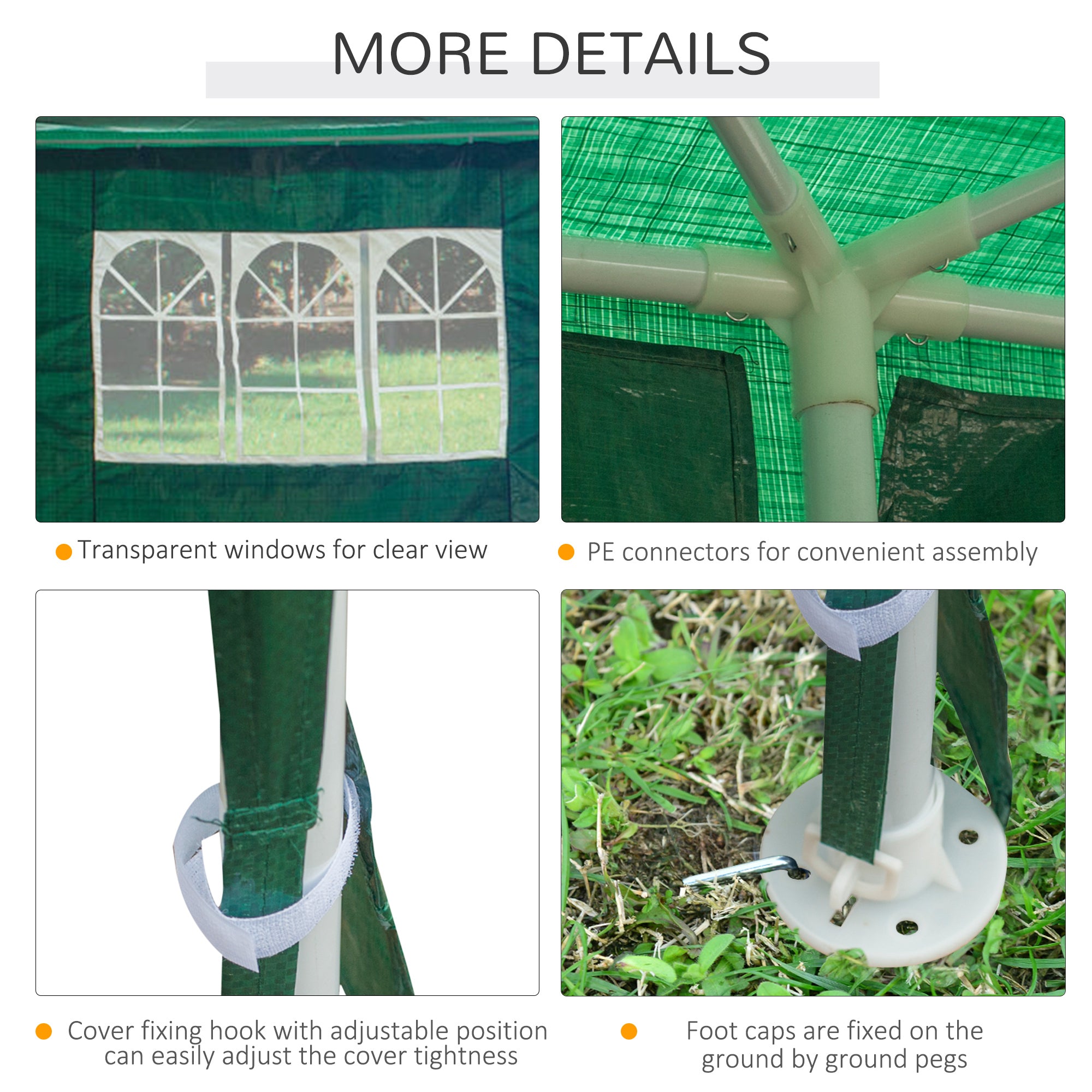 Outsunny Garden Gazebo Marquee Party Wedding Tent Canopy (9m x 3m) - Green - North Peak Garden Furniture
