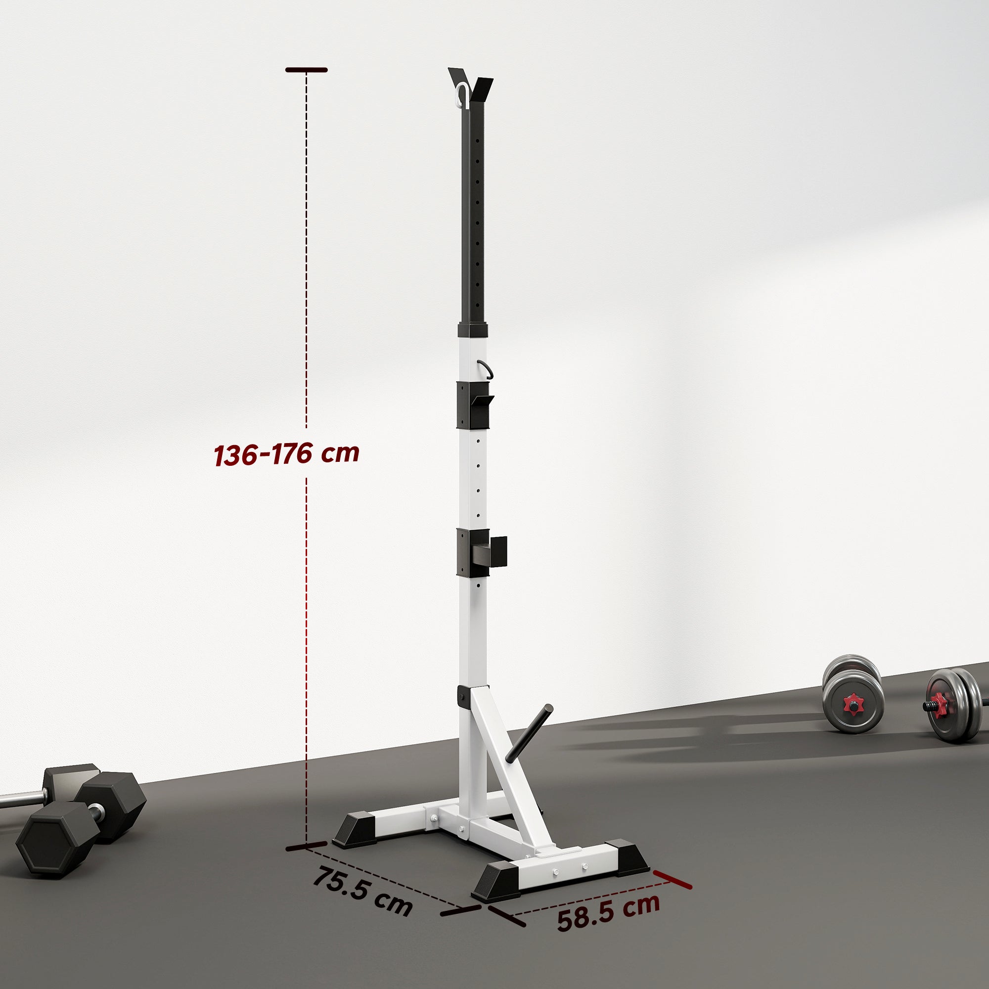 HOMCOM Weights Bar Barbell Rack Squat Stand Adjustable Portable Weight Lifting Max Load 200kg, Suitable For Home Gym Training Work Out