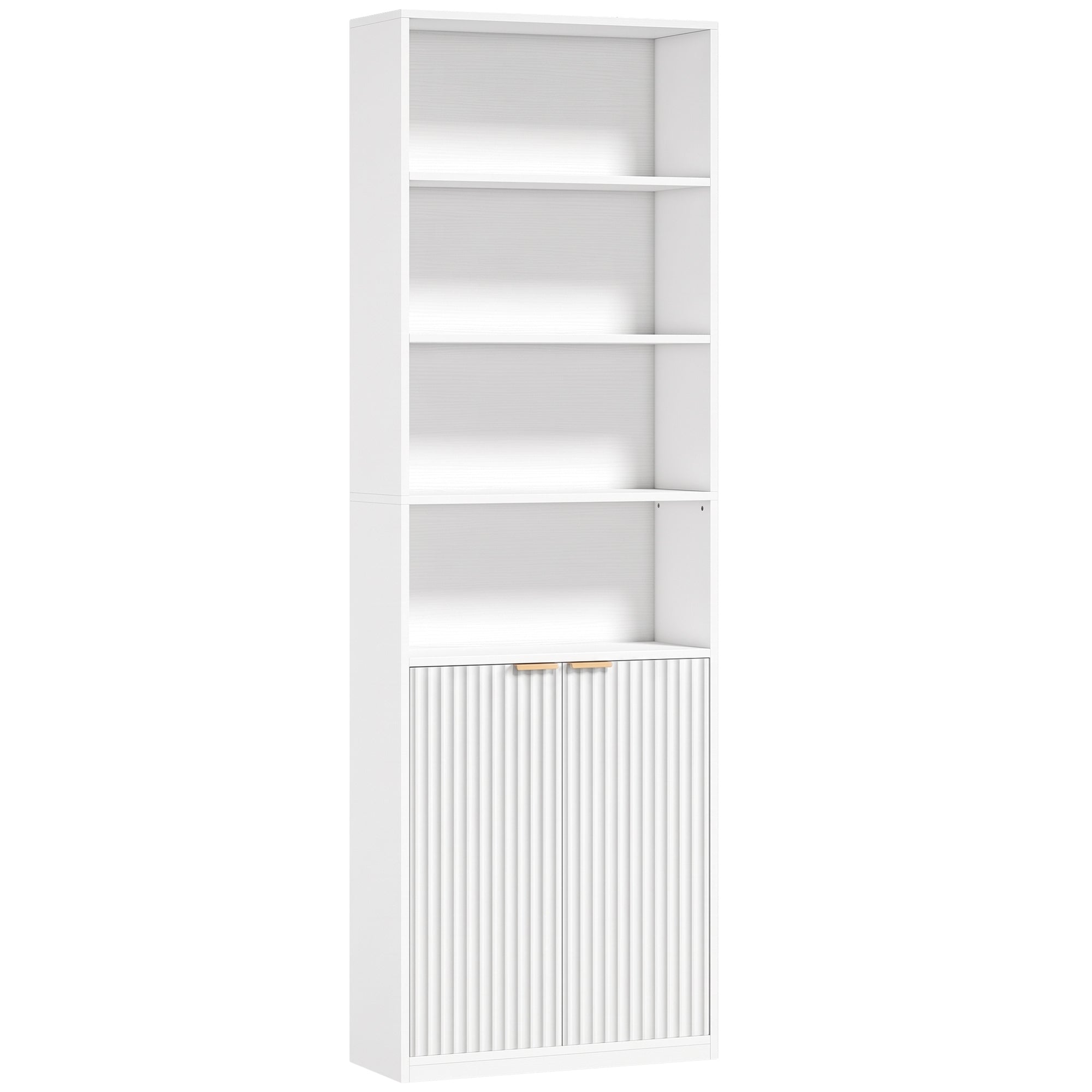 HOMCOM Bookcase Adjustable Shelf Bookshelf Anti-Tip Hardware 6-Tier, White