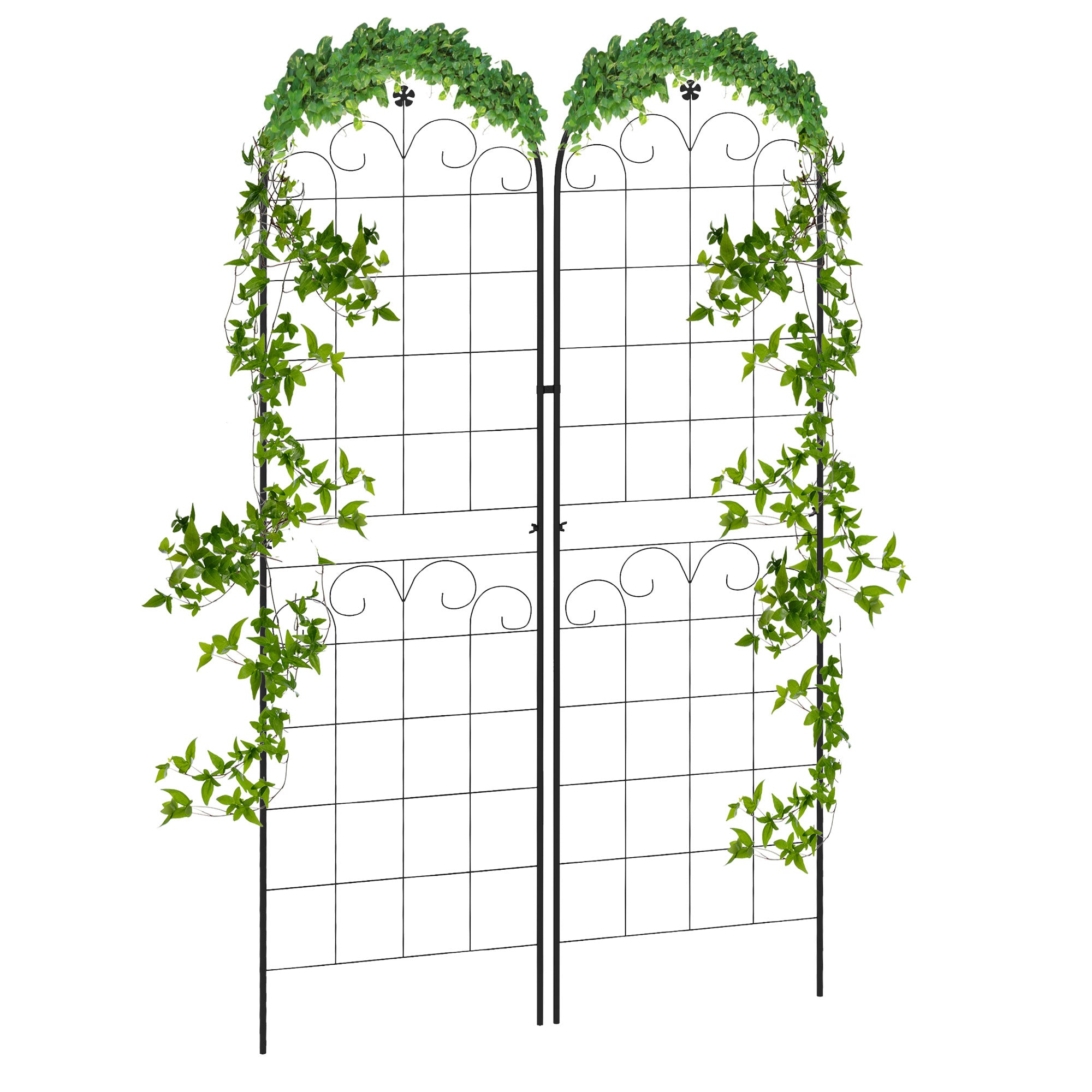 Outsunny Metal Trellis Set of 2, Garden Trellis for Climbing Plants Support Frames, Floral Design