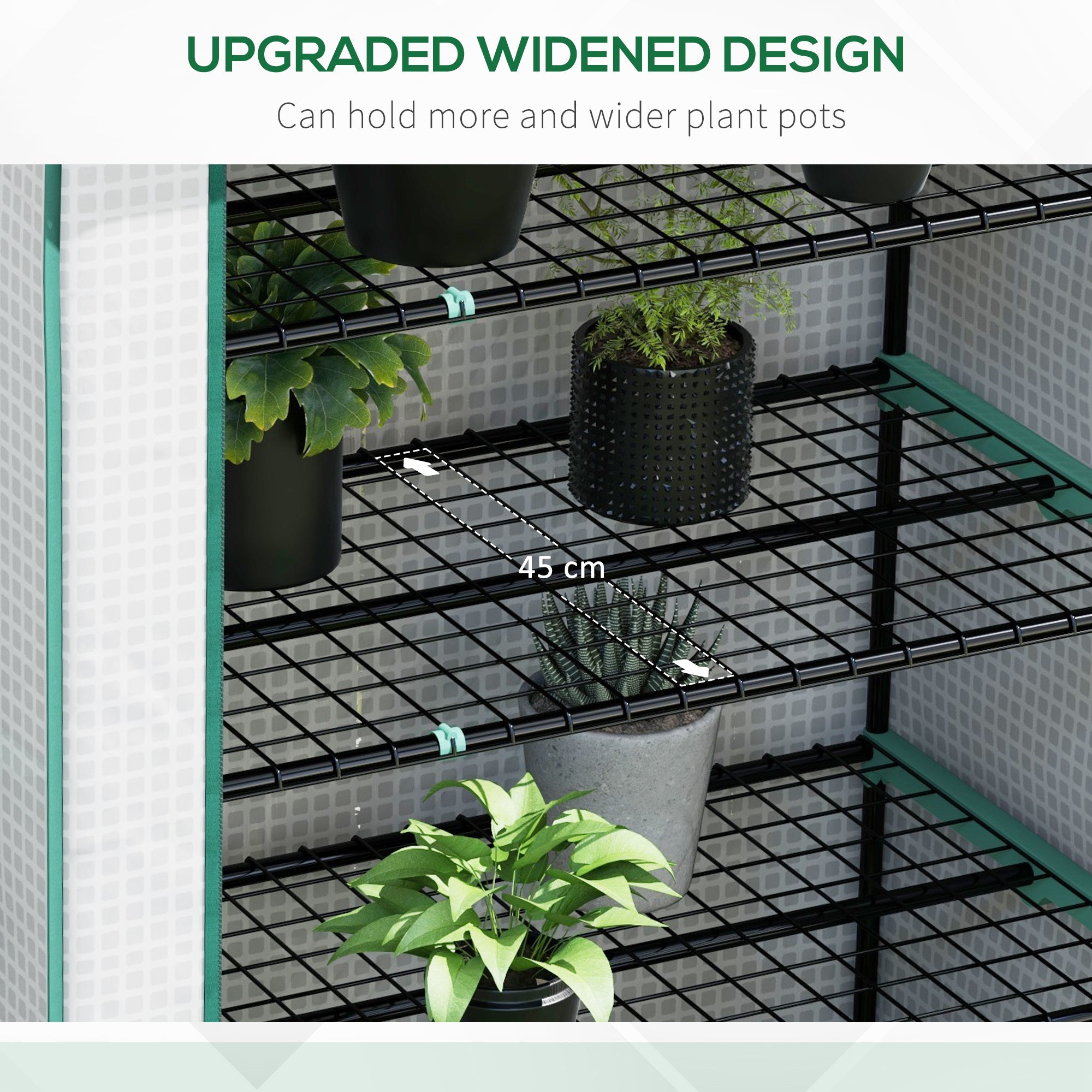 Outsunny 5 Tier Widened Mini Greenhouse with Reinforced PE Cover, Portable Indoor Outdoor Green House with Roll-up Door and Wire Shelves, 193H x 90W x 49Dcm, White