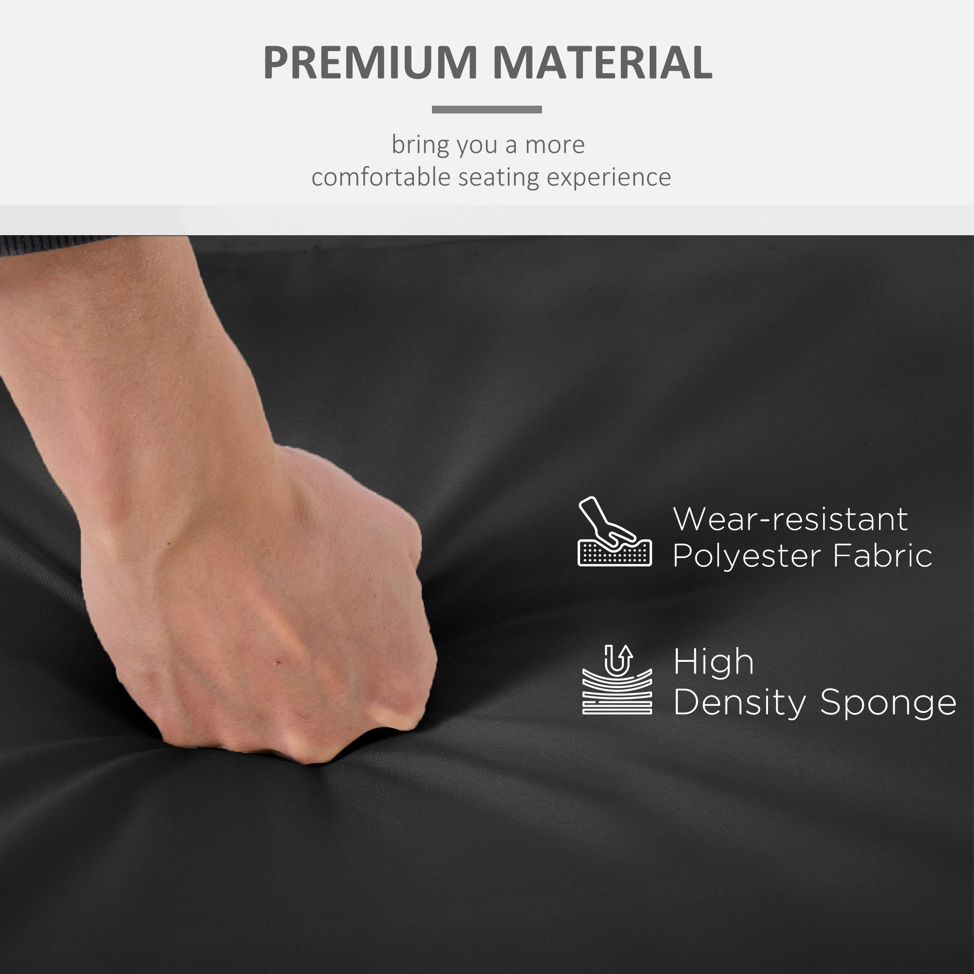 Outsunny 2 Piece Garden Chair Cushions with 1 Seat Cushion 1 Back Pad for Rattan Sofa Chair, Outdoor Seat Pads for Indoor and Outdoor Use, Black - North Peak Garden Furniture