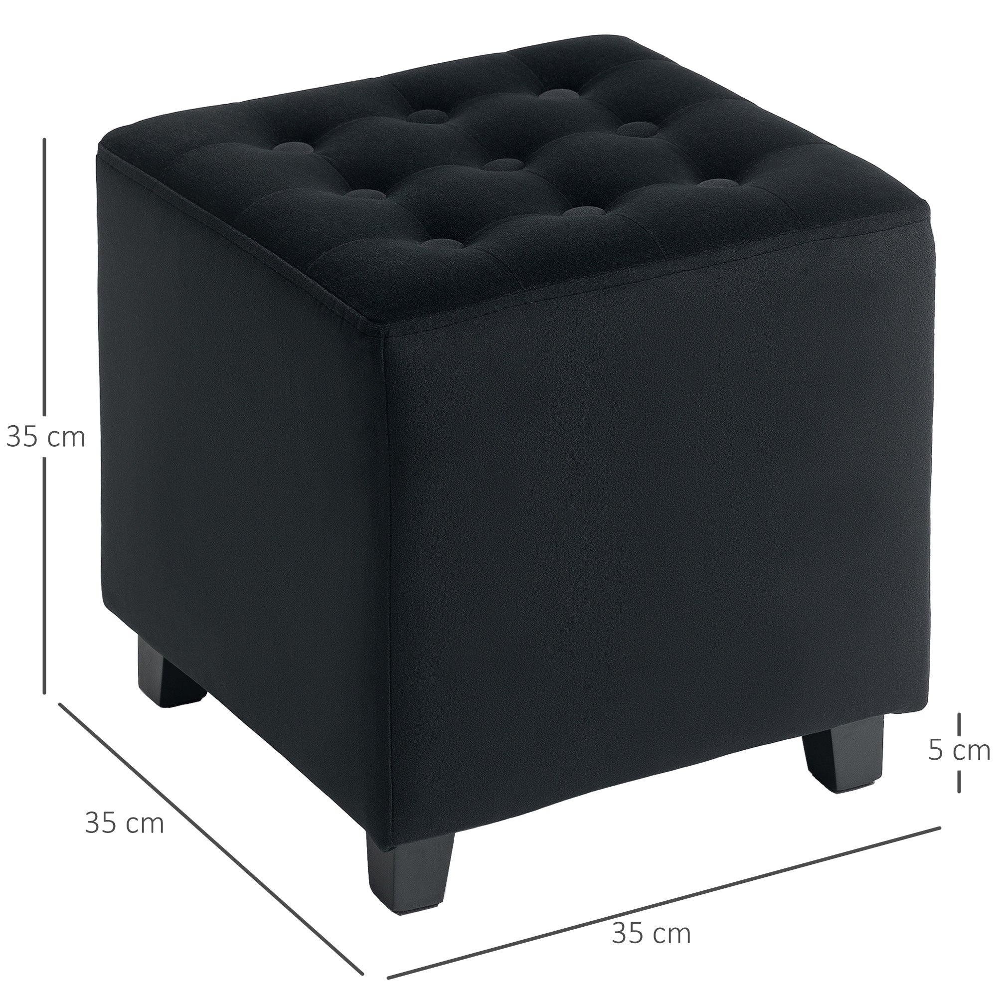 HOMCOM Velvet-Feel Square Ottoman - Grey - North Peak Garden Furniture