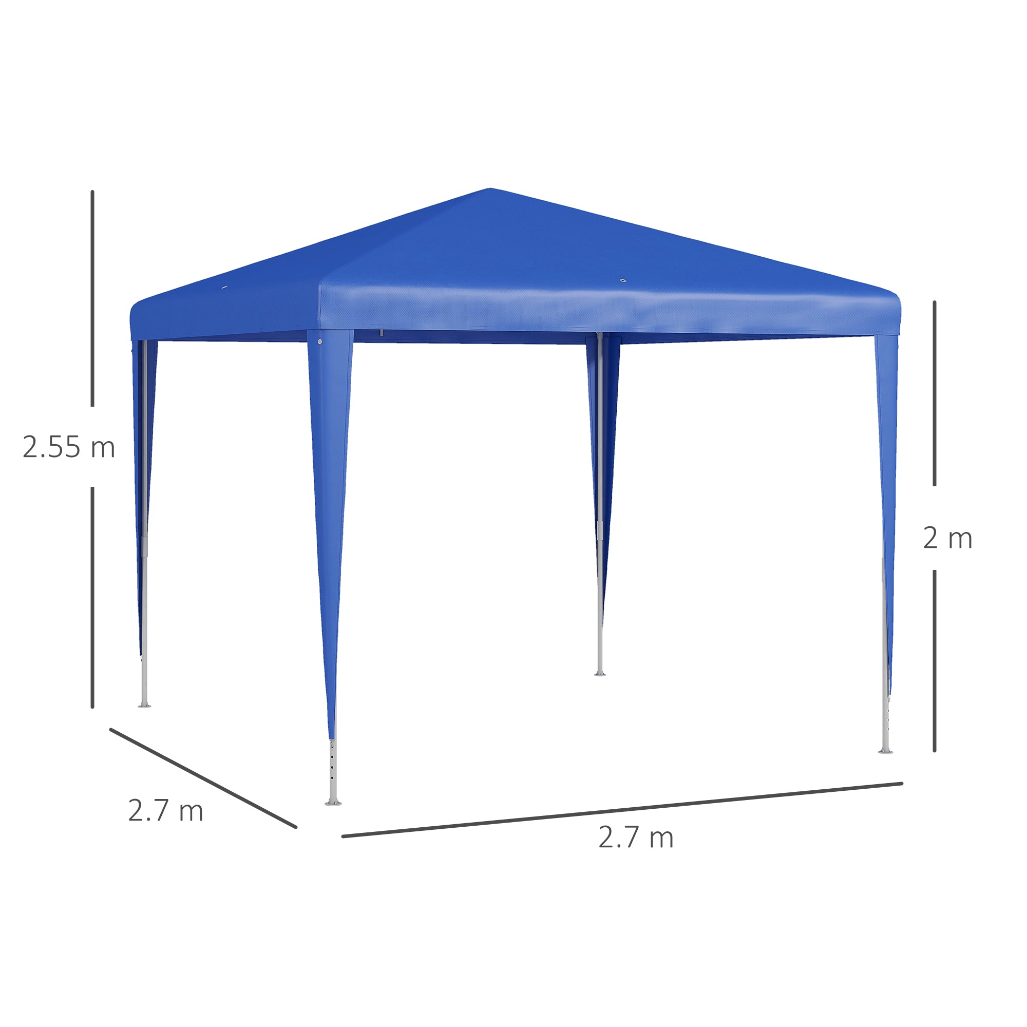 Outsunny 2.7m x 2.7m Garden Gazebo Marquee Party Tent Wedding Canopy Outdoor(Blue) - North Peak Garden Furniture