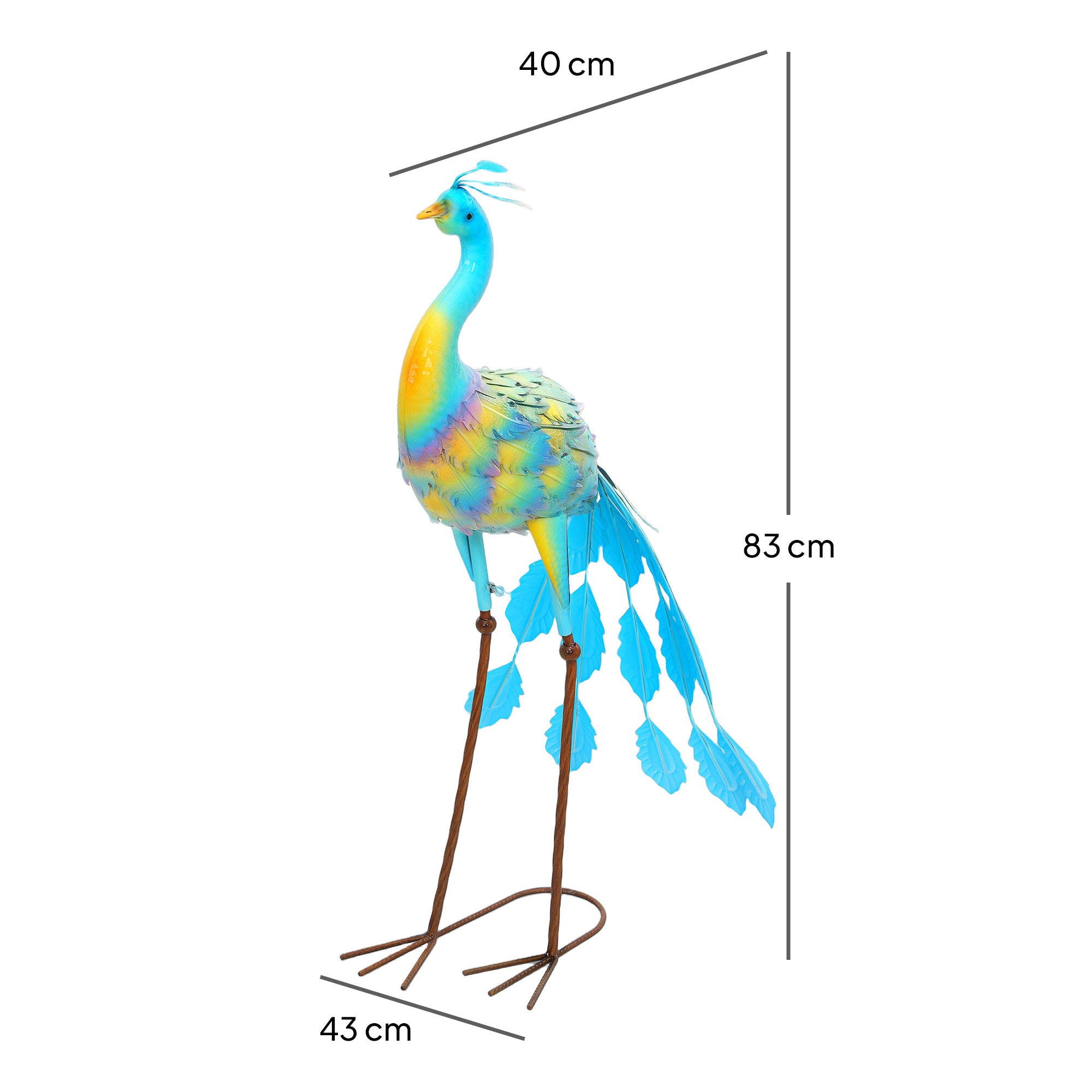 Outsunny Peacock Garden Statue, Standing Garden Ornament, Metal Garden Gift with Stakes for Patio Pond Landscape Decoration, Multi-Colour - North Peak Garden Furniture