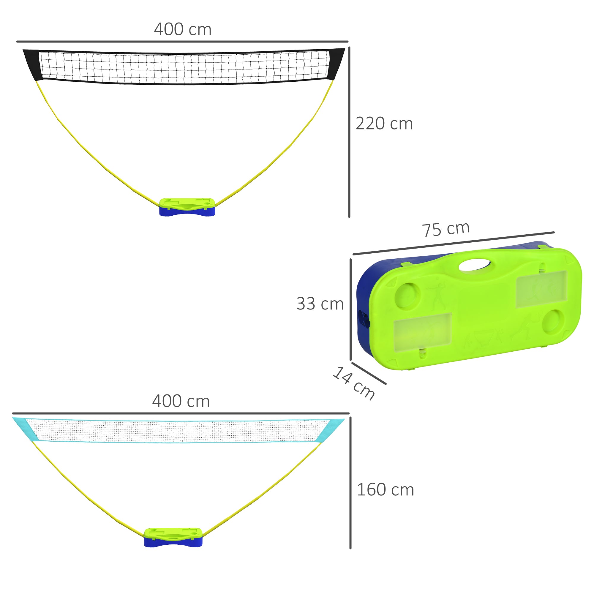 SPORTNOW Portable Badminton Net Set w/ Volleyball Net, Rackets, Shuttlecocks