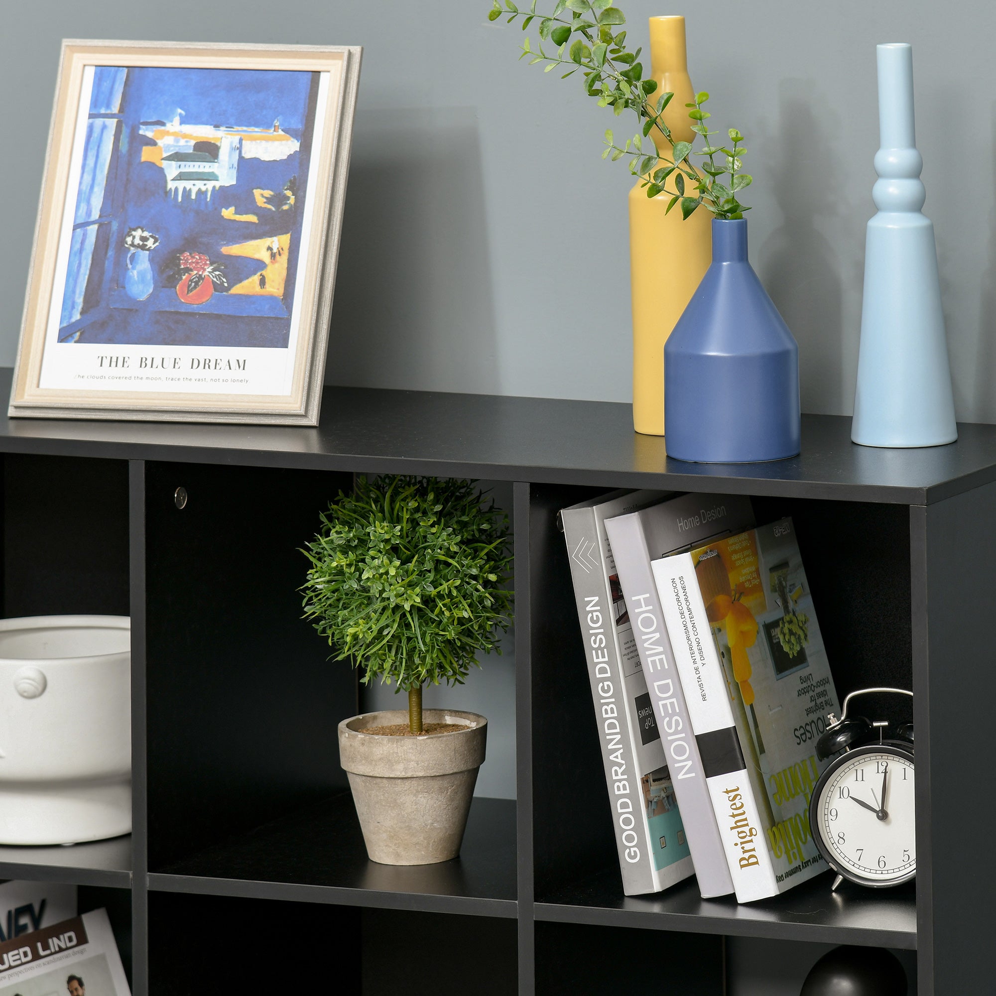 HOMCOM 3-tier 9 Cubes Storage Unit Particle Board Cabinet Bookcase Organiser Home Office Shelves Black - North Peak Garden Furniture