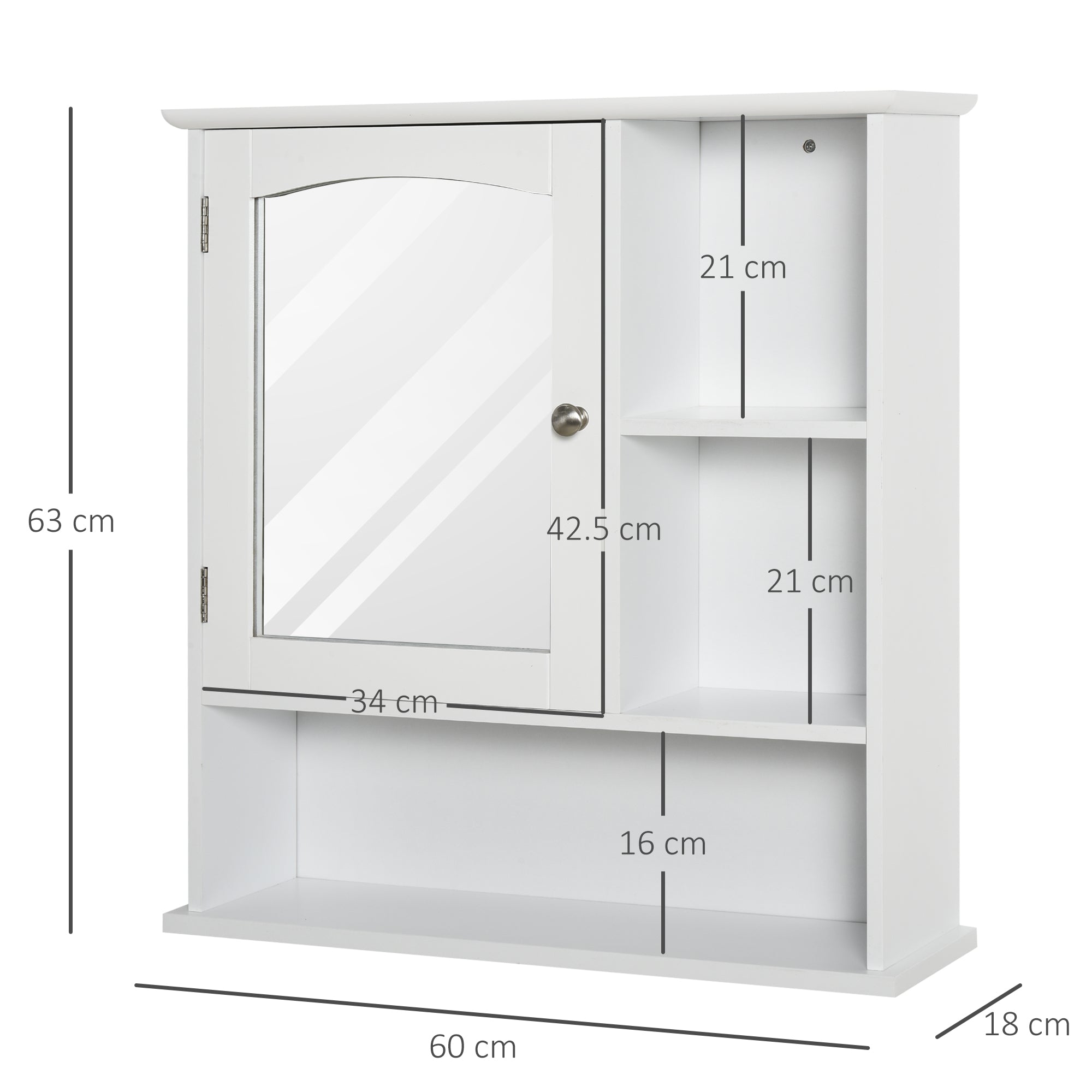 kleankin Bathroom Cabinet, Wall Mount Storage Organizer with Mirror, Adjustable Shelf for Bathroom, Kitchen, Bedroom, White - North Peak Garden Furniture