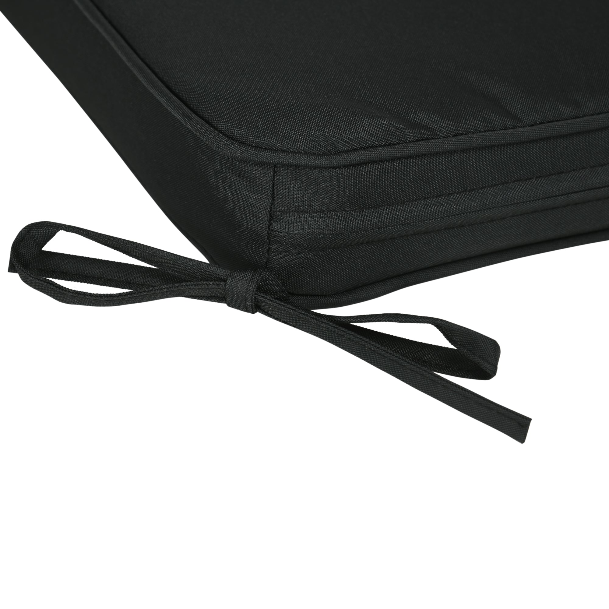 Outsunny Set of 6 Chair Cushion Seat Pads Dining Chair w/ Straps Indoor Outdoor Removable Tie On Garden Patio Black - North Peak Garden Furniture
