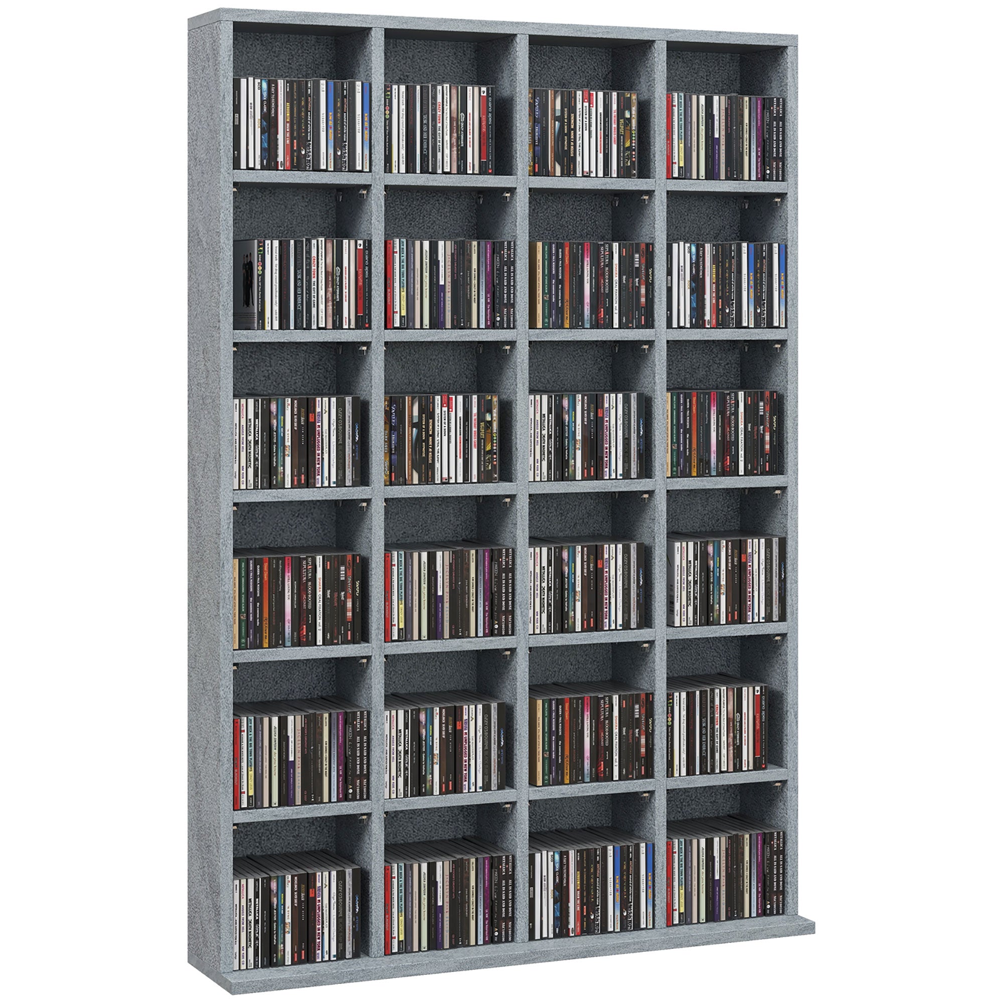 HOMCOM CD Storage Unit with Adjustable Shelves, 89 x 130.5 cm, Cement Grey - North Peak Garden Furniture