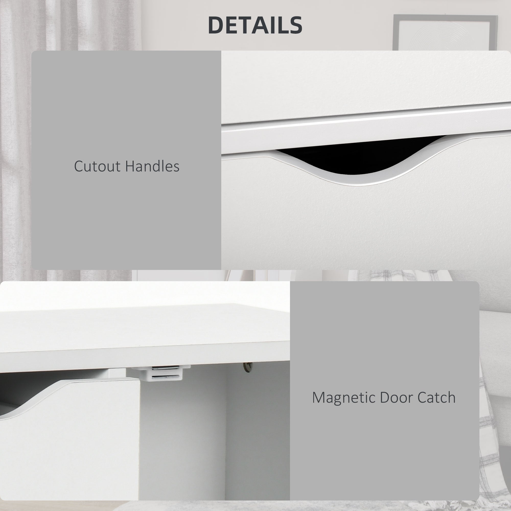 HOMCOM Bathroom Cabinet, Freestanding Storage Cabinet with 4 Drawers, Door Cupboard for Living Room, Kitchen, Bedroom, White - North Peak Garden Furniture