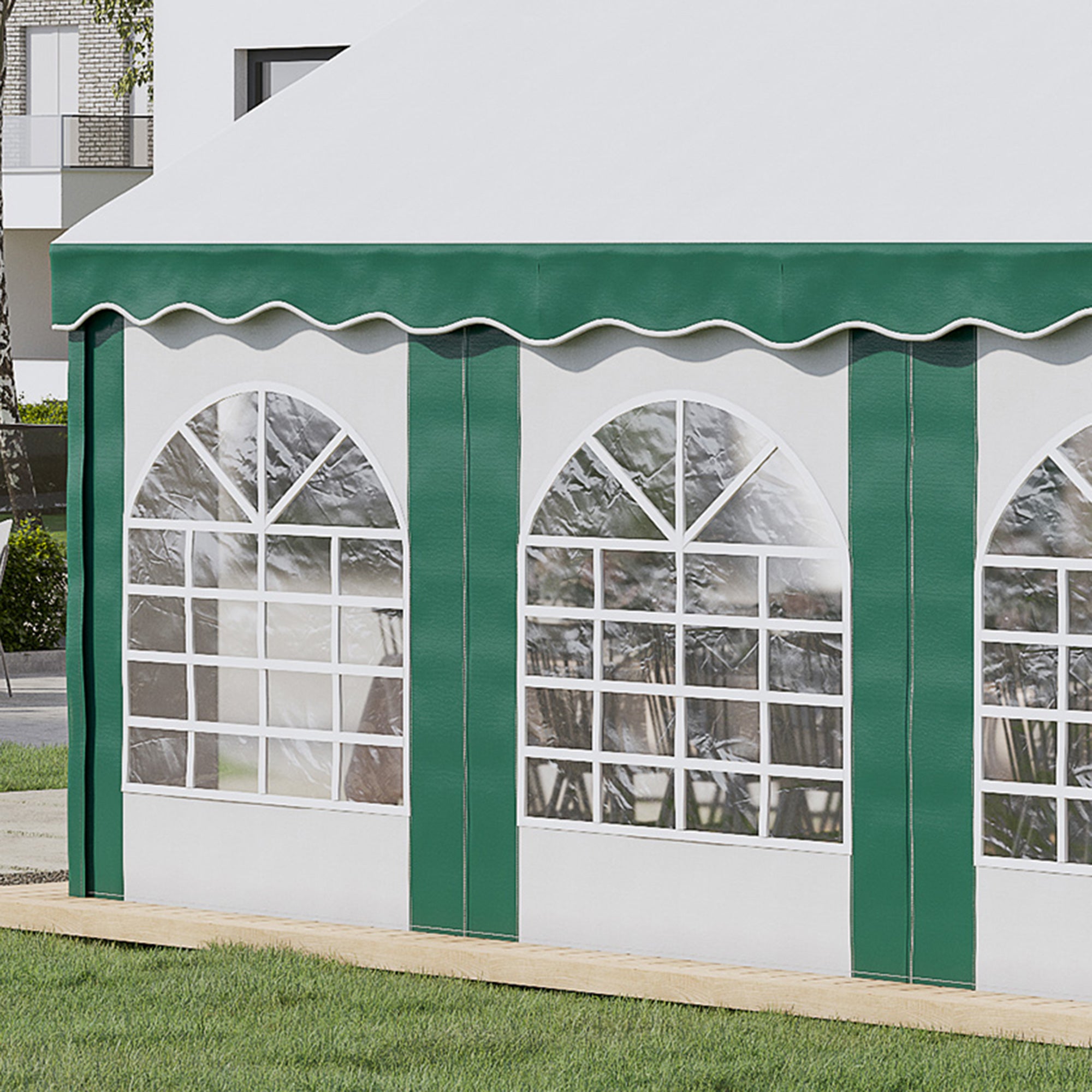Outsunny 6 x 4m Garden Gazebo with Sides, Galvanised Marquee Party Tent with Six Windows and Double Doors, for Parties, Wedding and Events - North Peak Garden Furniture