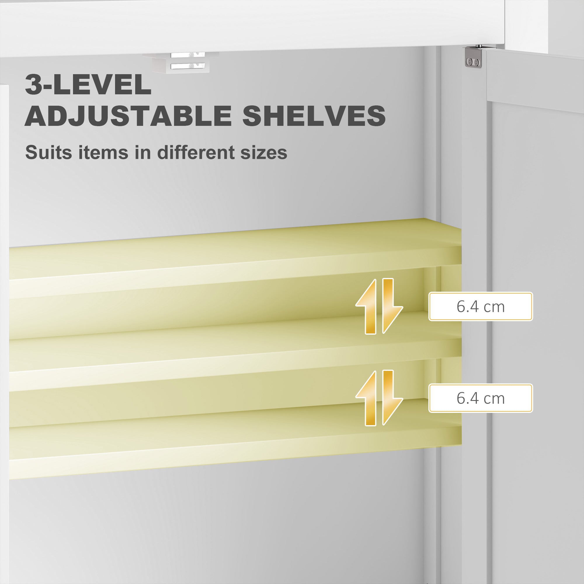 HOMCOM Bathroom Wall Cabinet with Adjustable Shelves - White